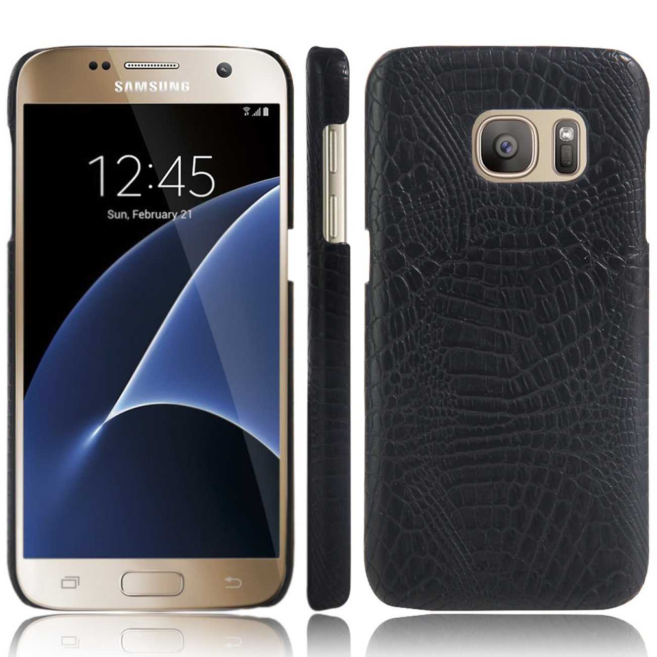 Premium Crocodile Pattern Leather Phone Case for Samsung Galaxy S7 (2016) - Vintage Luxury Cover with Shockproof Protection | Perfect for Business, Travel & Everyday Use