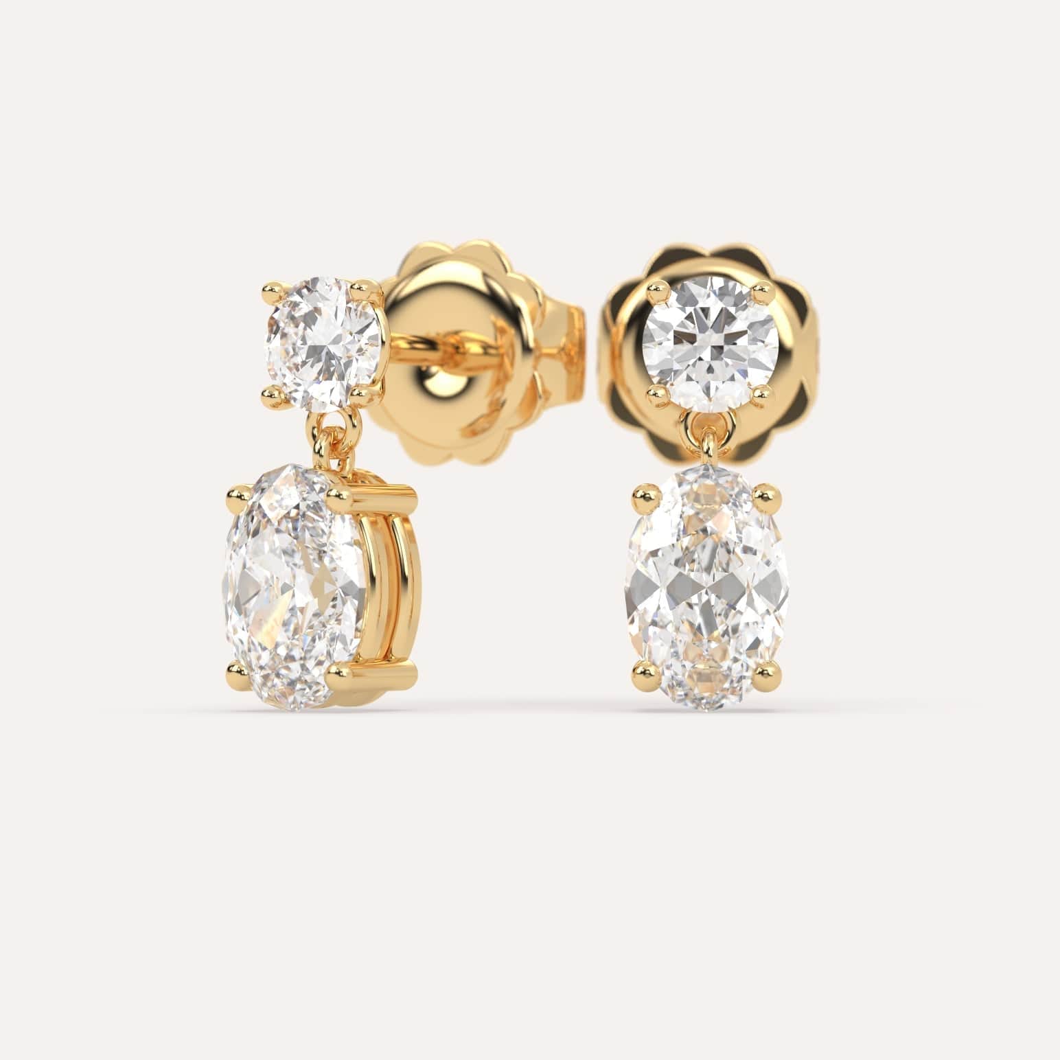 2 Carat Oval Diamond Drop Butterfly Earrings for Women - Elegant Dangle Ear Jewelry for Wedding, Party & Special Occasions