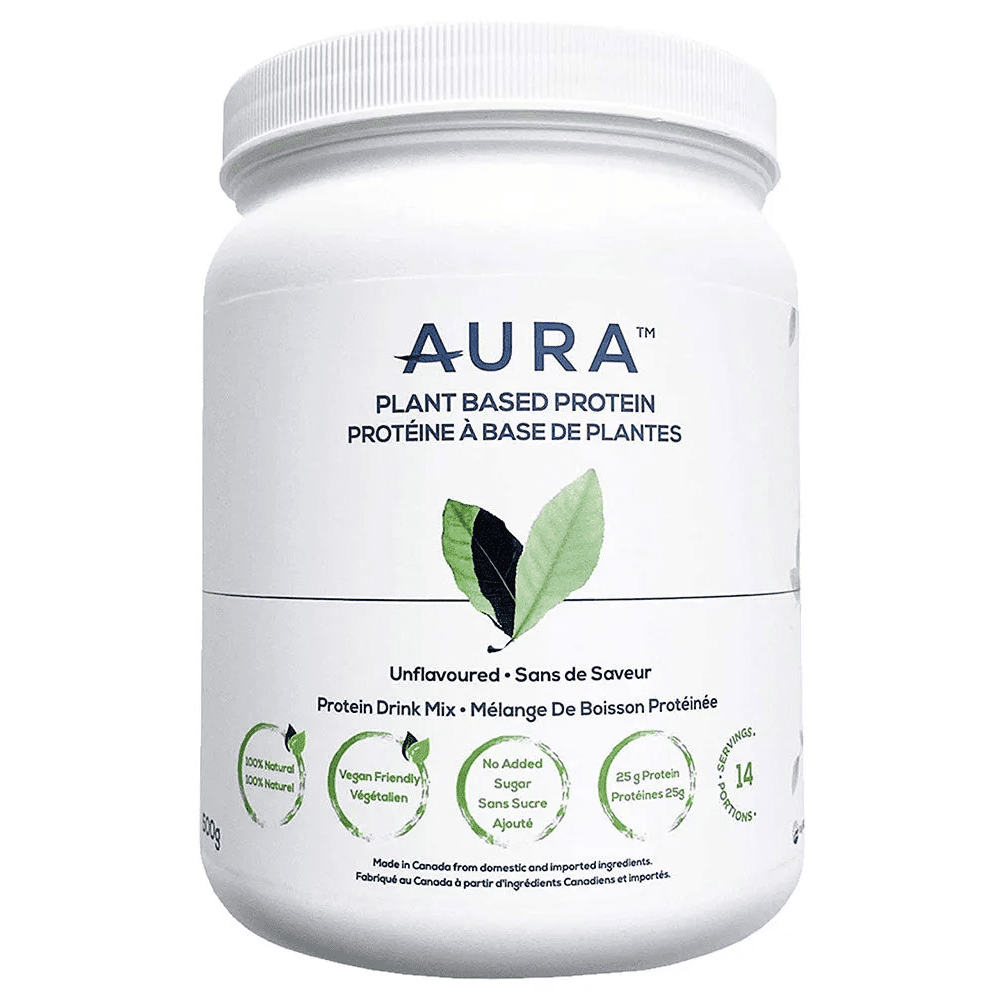 Aura Nutrition Plant Based Protein Powder - Unflavored 500g | Vegan Protein Supplement for Smoothies, Baking & Post-Workout Recovery