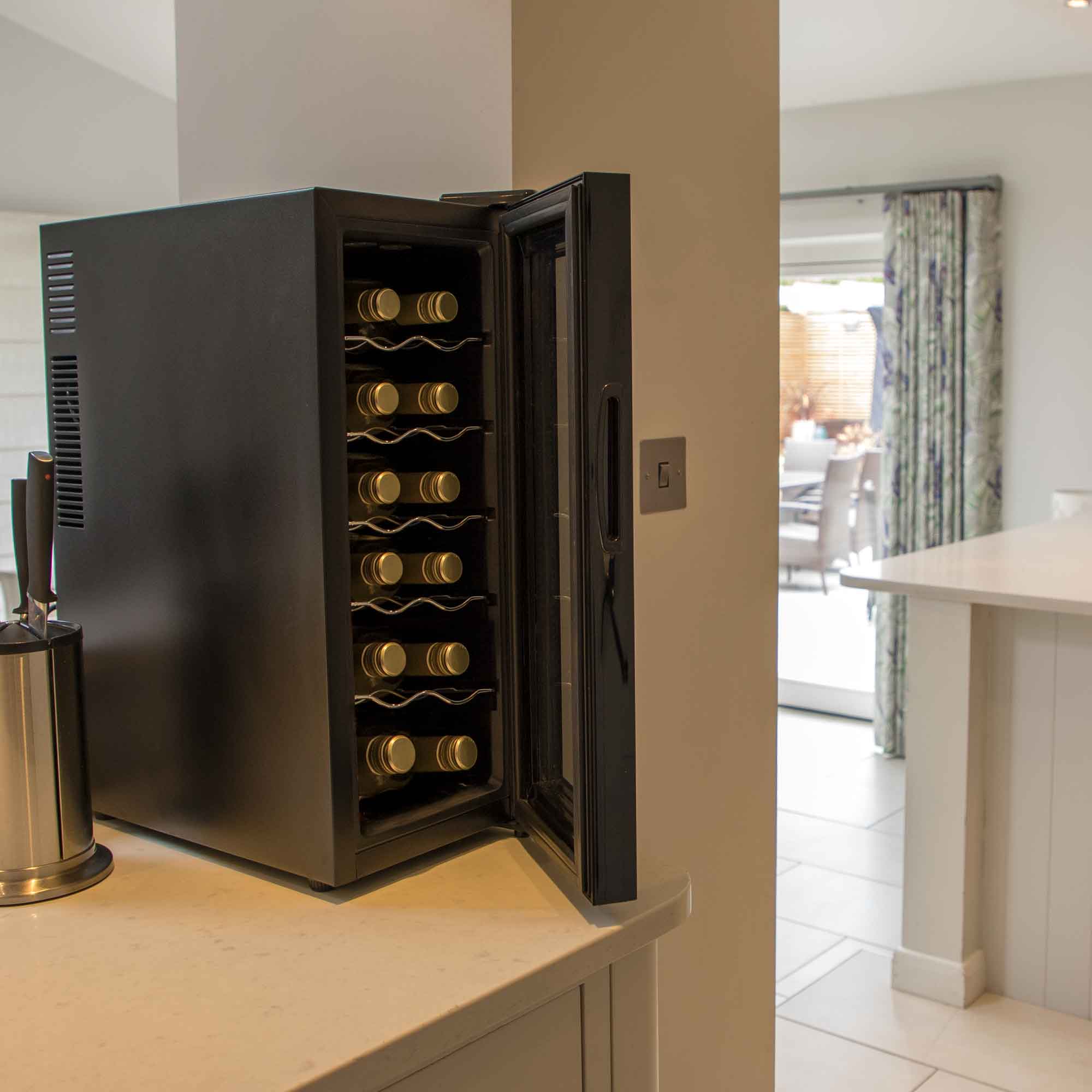 Baridi 12 Bottle Wine Cooler Refrigerator - Ultra Quiet 25dB, Touch Control LED Display, Black (DH73) - Perfect for Home, Office, or Restaurant Wine Storage