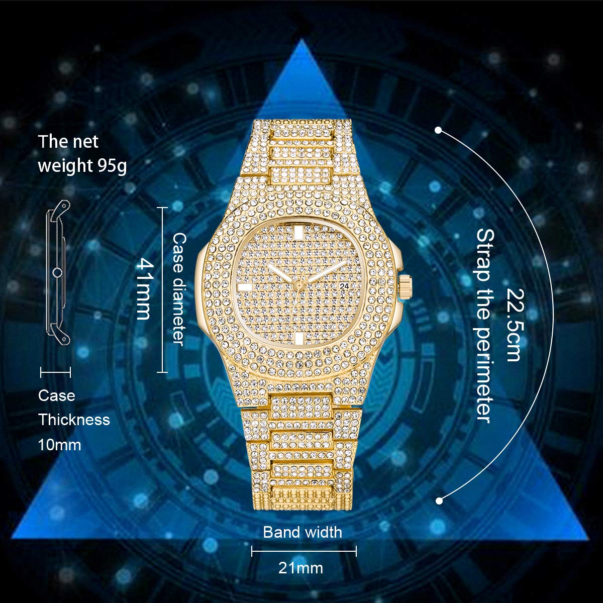 Luxury Men's Diamond Watch - Stainless Steel Hip Hop Style Wristwatch for Men | Perfect for Gifts, Parties, and Everyday Fashion