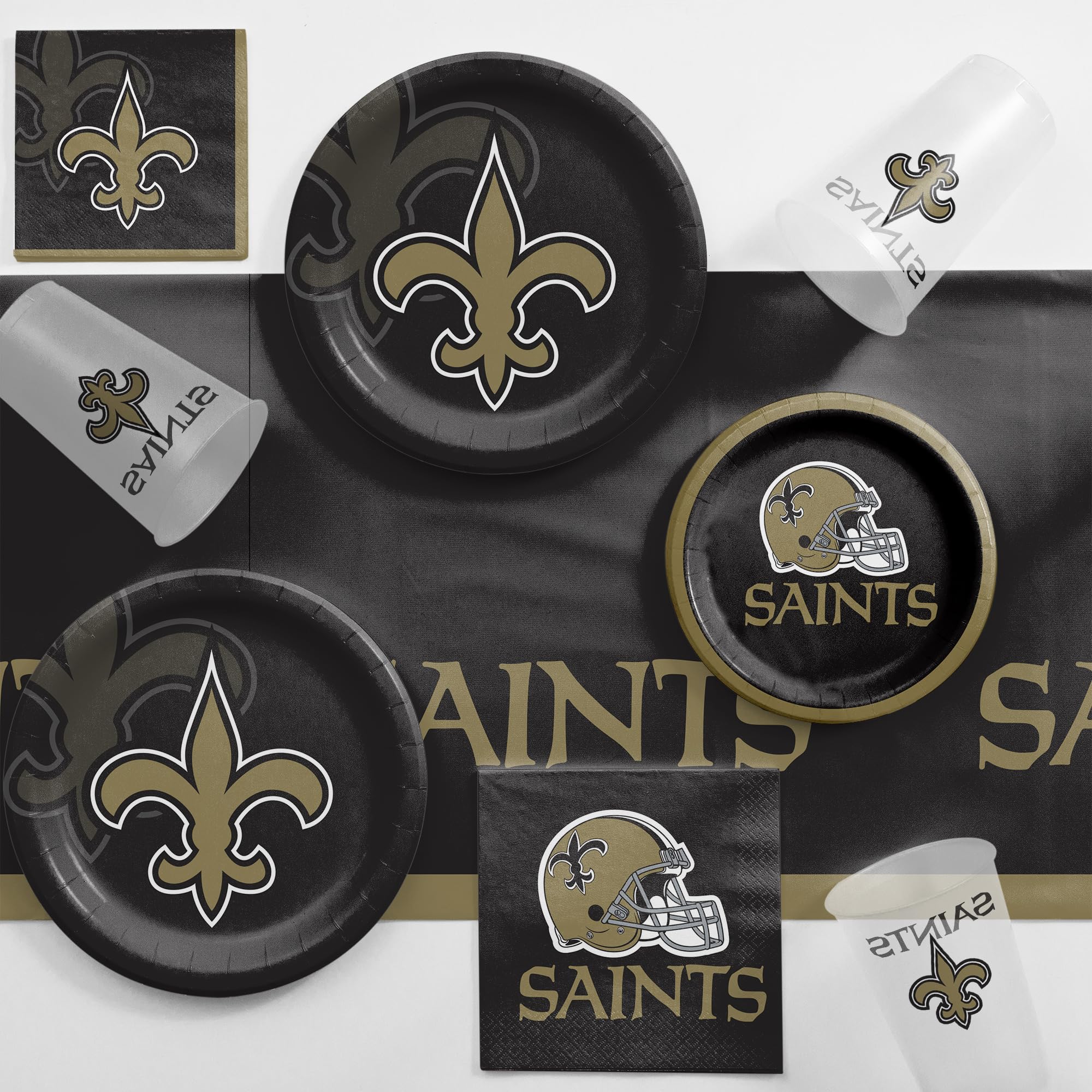 New Orleans Saints Party Supplies Kit for 8 Guests - NFL Football Team Themed Decorations, Plates, Cups & Napkins - Perfect for Game Day, Tailgating & Super Bowl Parties