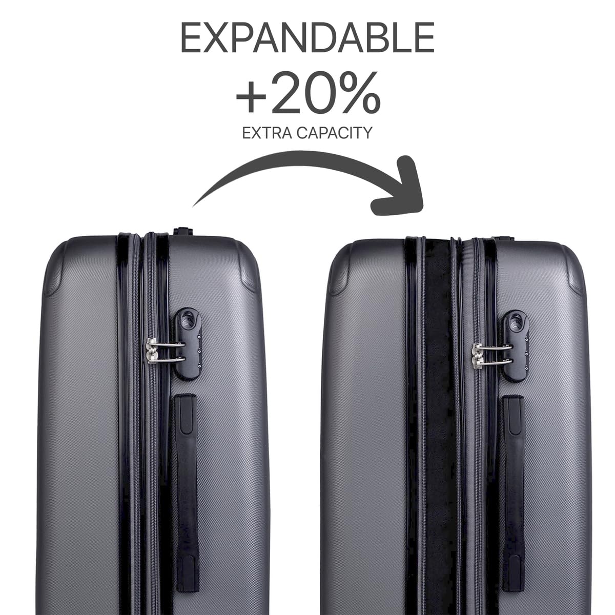 ITACA 76cm Anthracite Hardshell Suitcase - Lightweight, Durable Luggage for Travel, Business Trips & Vacations