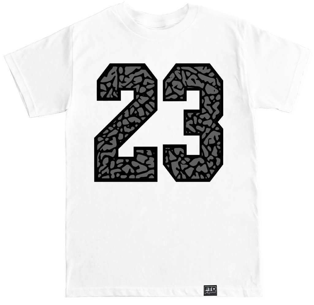 FTD Apparel Men's 23 Cement Print White T-Shirt - Soft Cotton Casual Tee for Streetwear & Everyday Outfits