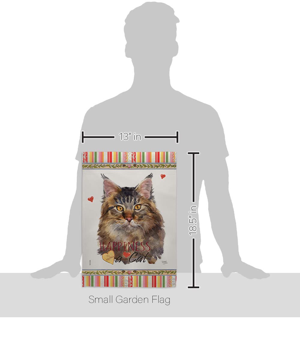 Maine Coon Cat Garden Flag Set with Stand - Double-Sided Pet Yard Decor for Outdoor & Home