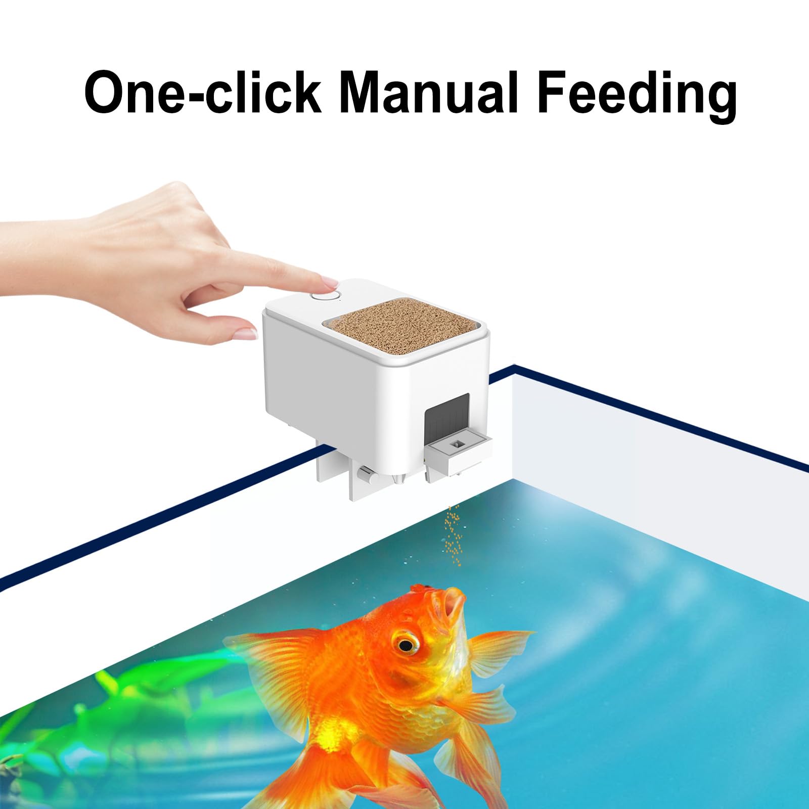 Automatic Bluetooth Fish Feeder for Aquarium - Smart App Controlled Fish Food Dispenser with USB & Rechargeable Battery - Perfect for Small Fish Tanks & Pellet Food (White) | Ideal for Vacation Feeding & Daily Aquarium Maintenance