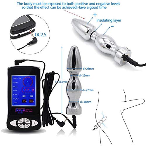 Electro Shock Sex Toys for Women & Men - Estim Kit with Nipple Clamps, Anal/Vaginal Plug, Cock Ring & Electrode Pads - BDSM Electro Stimulation for Couples - Enhance Intimacy & Sensation in the Bedroom