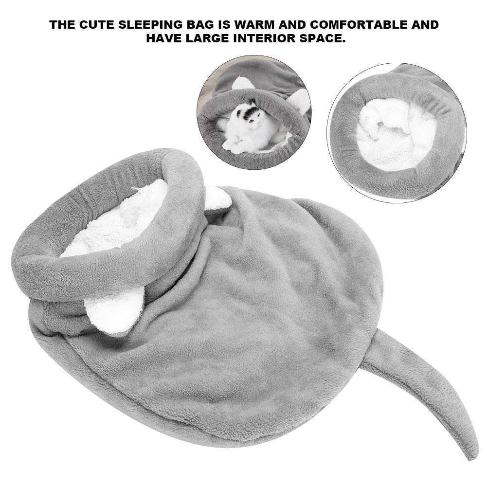 Jeanoko Plush Pet Bed - Self-Warming Cave for Dogs & Cats - Cozy Sleeping Bag for Home & Travel (Gray M)