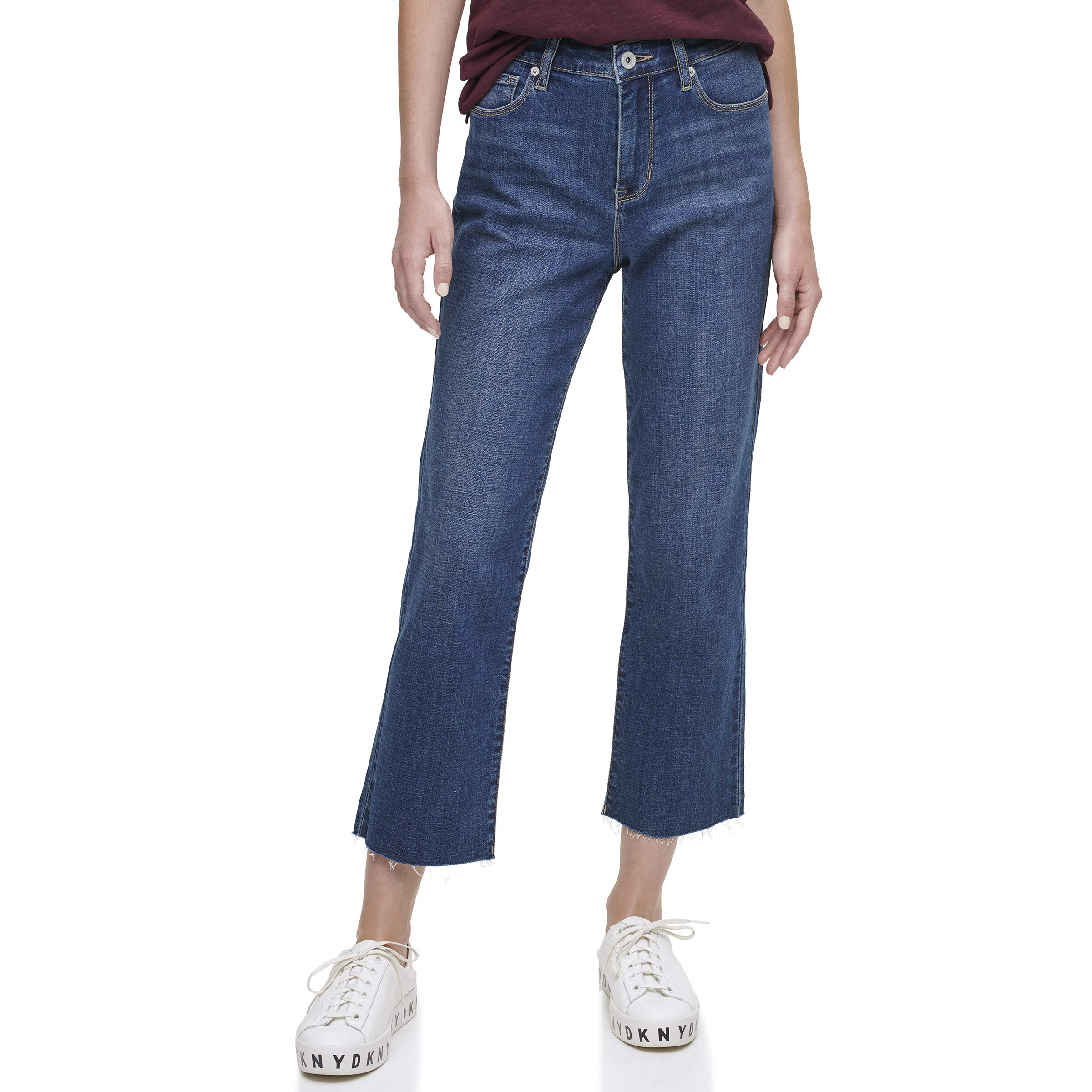 DKNY Women's Rivington Slim Straight Crop Jeans - High Waist Stretch Denim Pants for Casual & Work Outfits | Perfect for Office, Date Night & Weekend Wear