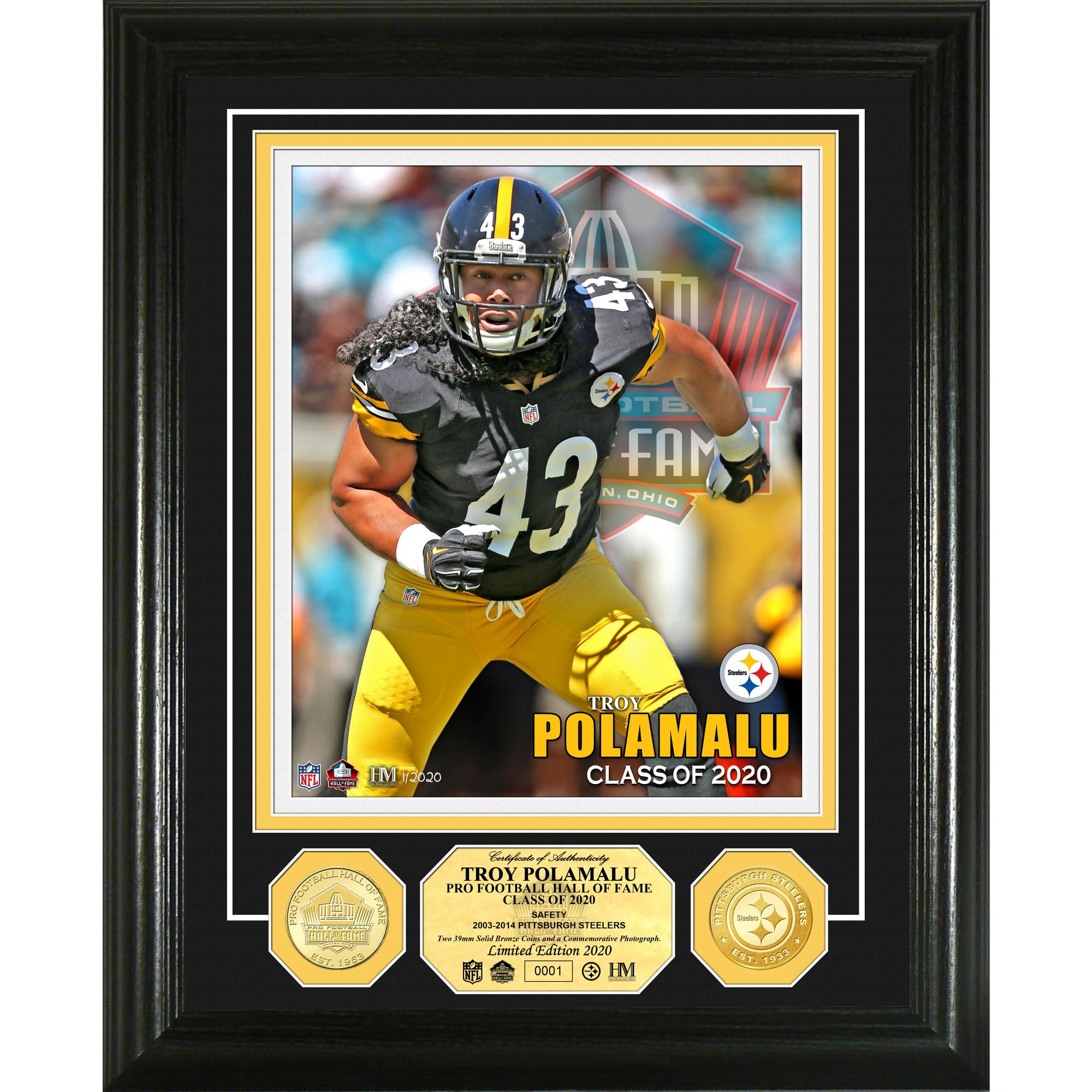 Highland NFL 2020 Pro Football Hall of Fame 13x16 Inch Commemorative Coin Display Photo - Perfect for Sports Memorabilia Collections, Man Cave Decor, and Football Fan Gifts