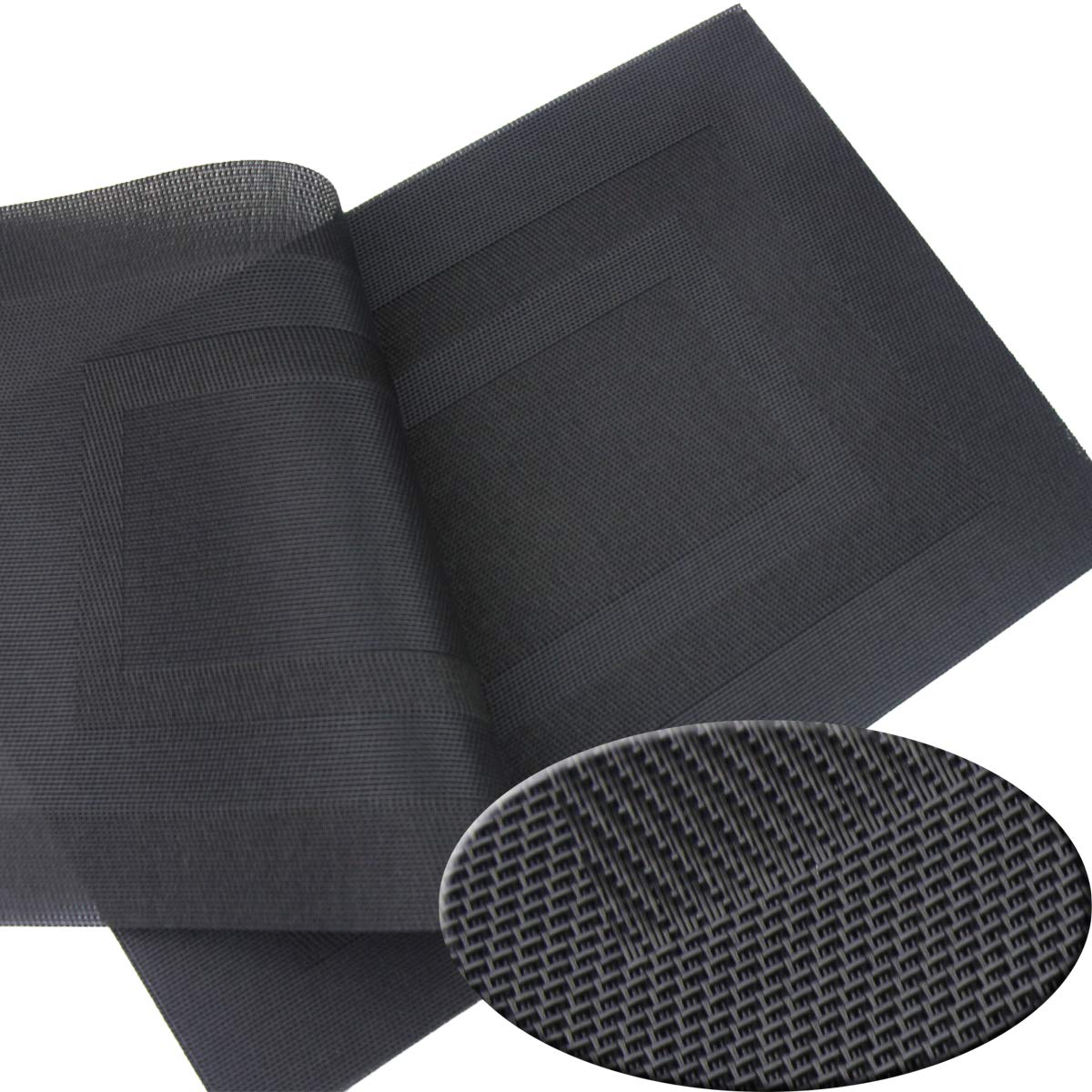 Premium Washable Vinyl Woven Placemats - Set of 4 Elegant & Durable Table Mats (18