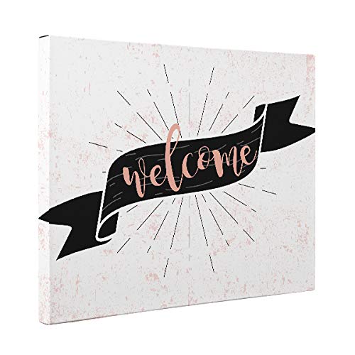 Pink Welcome Canvas Wall Art - Modern Home Decor for Living Room, Bedroom & Entryway - Perfect Housewarming Gift