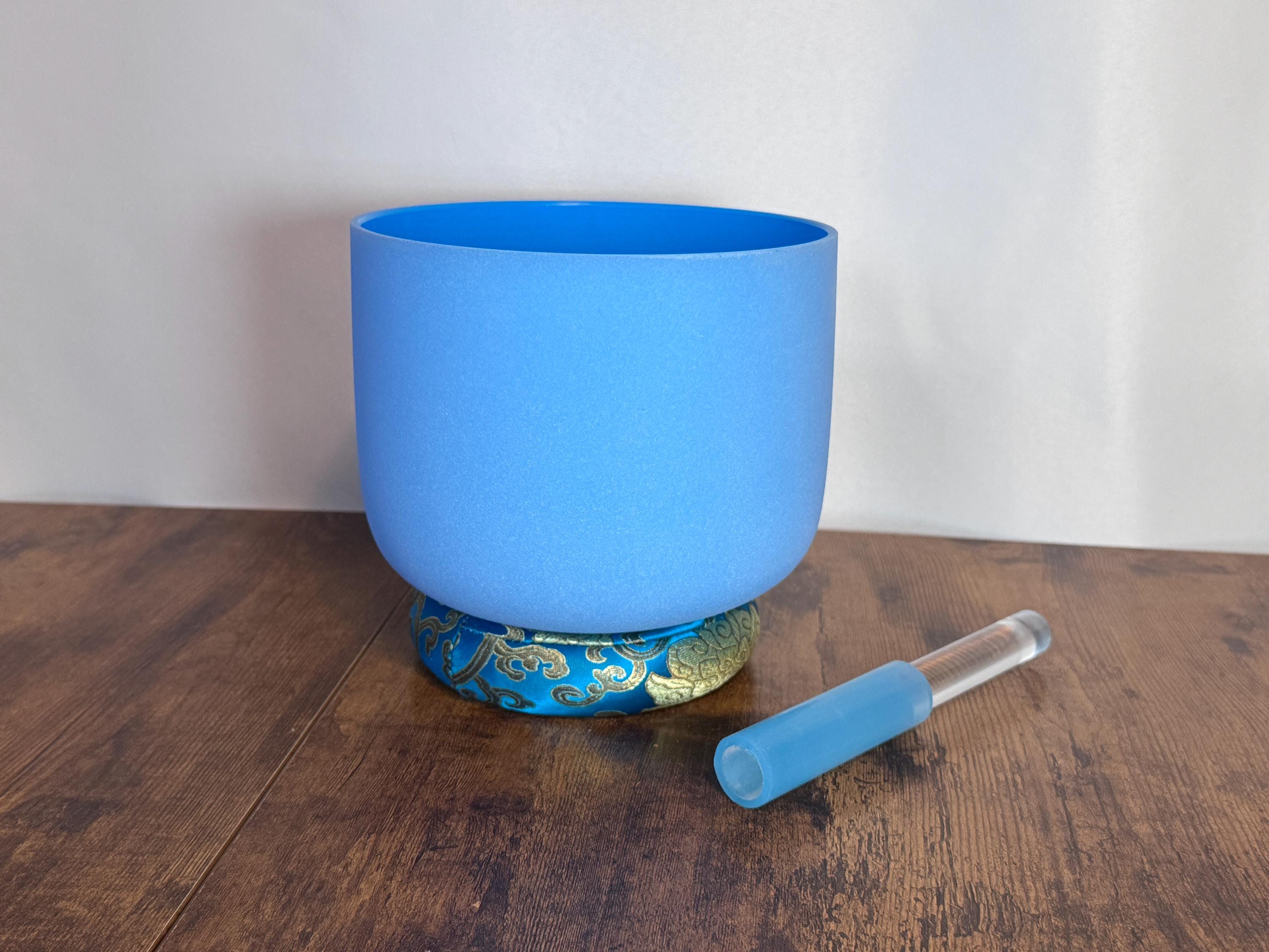 432 Hz 8 Inch Throat Chakra Singing Bowl Set with Tuning Fork - Perfect Pitch G Note Sound Bowl with Cushion & LED Striker for Meditation, Yoga & Sound Healing Therapy