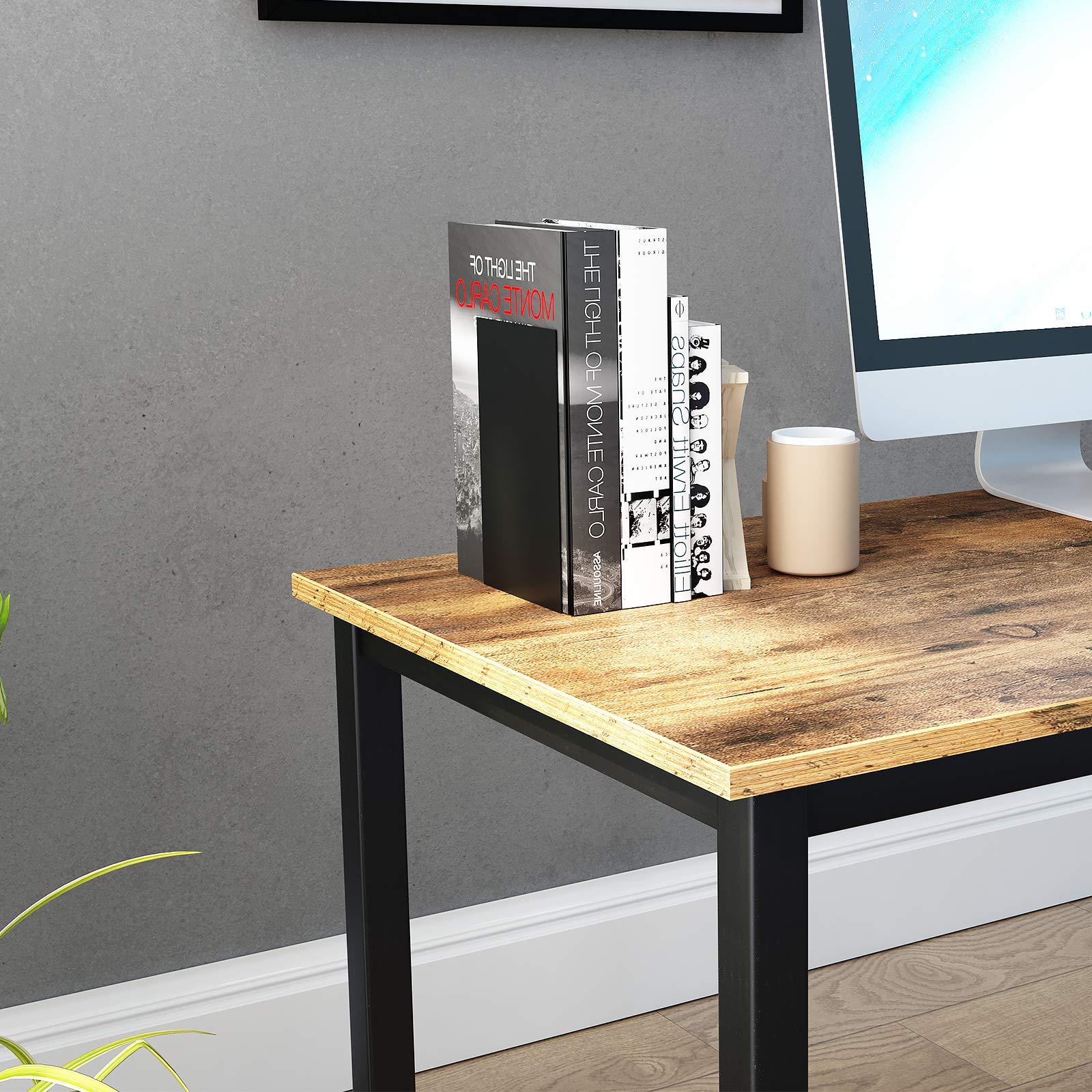 DlandHome 47 inch Rustic Brown Computer Desk - Home Office Desk, Study Desk, Gaming Desk with Sturdy Workstation for Small Spaces | Perfect for Remote Work, Online Classes & PC Gaming Setup