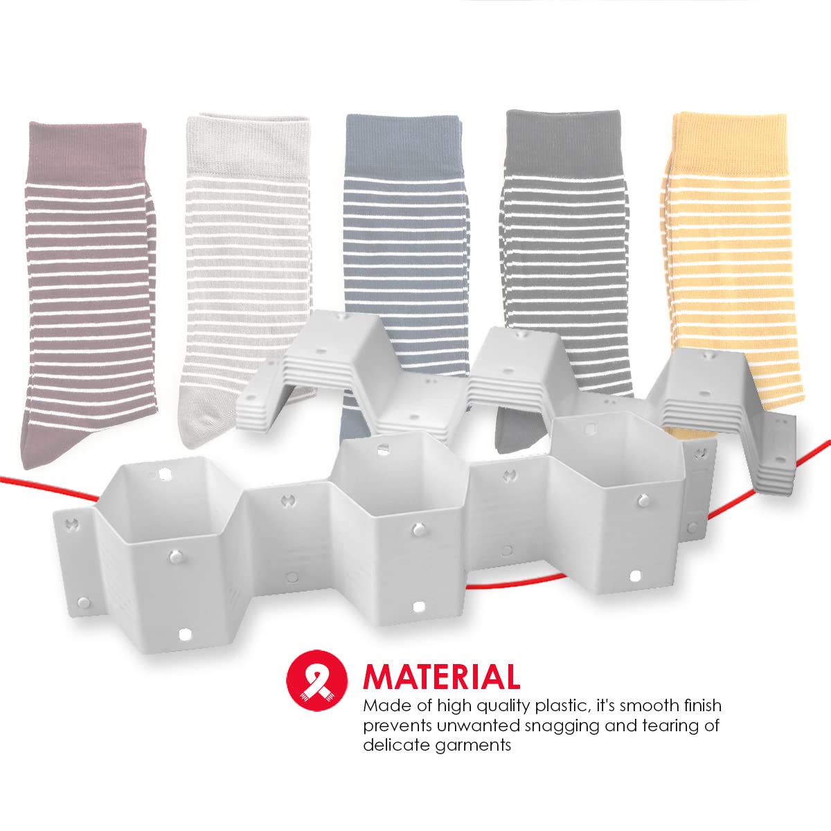 Hexagon Honeycomb Drawer Organizer Set - 8-Piece Customizable Plastic Partition for Underwear, Socks, Belts & Ties | Space-Saving Storage Solution for Dressers, Closets & Travel Organizers (White)