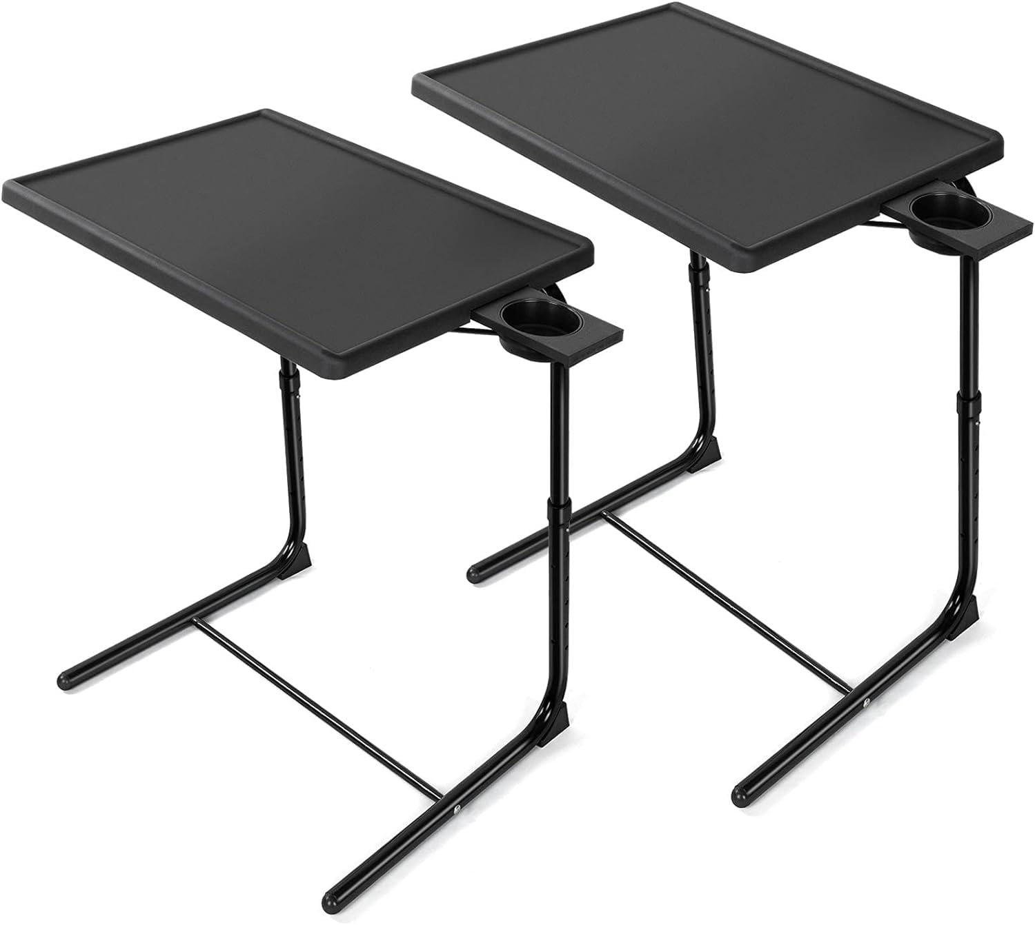 Adjustable TV Tray Table Stand - 6 Height & 3 Tilt Angle Adjustments, Portable Folding Laptop Desk for Bed, Sofa, Floor Use - Perfect for Eating, Working, Reading in Bed or Watching TV (2-Pack) by HUANUO