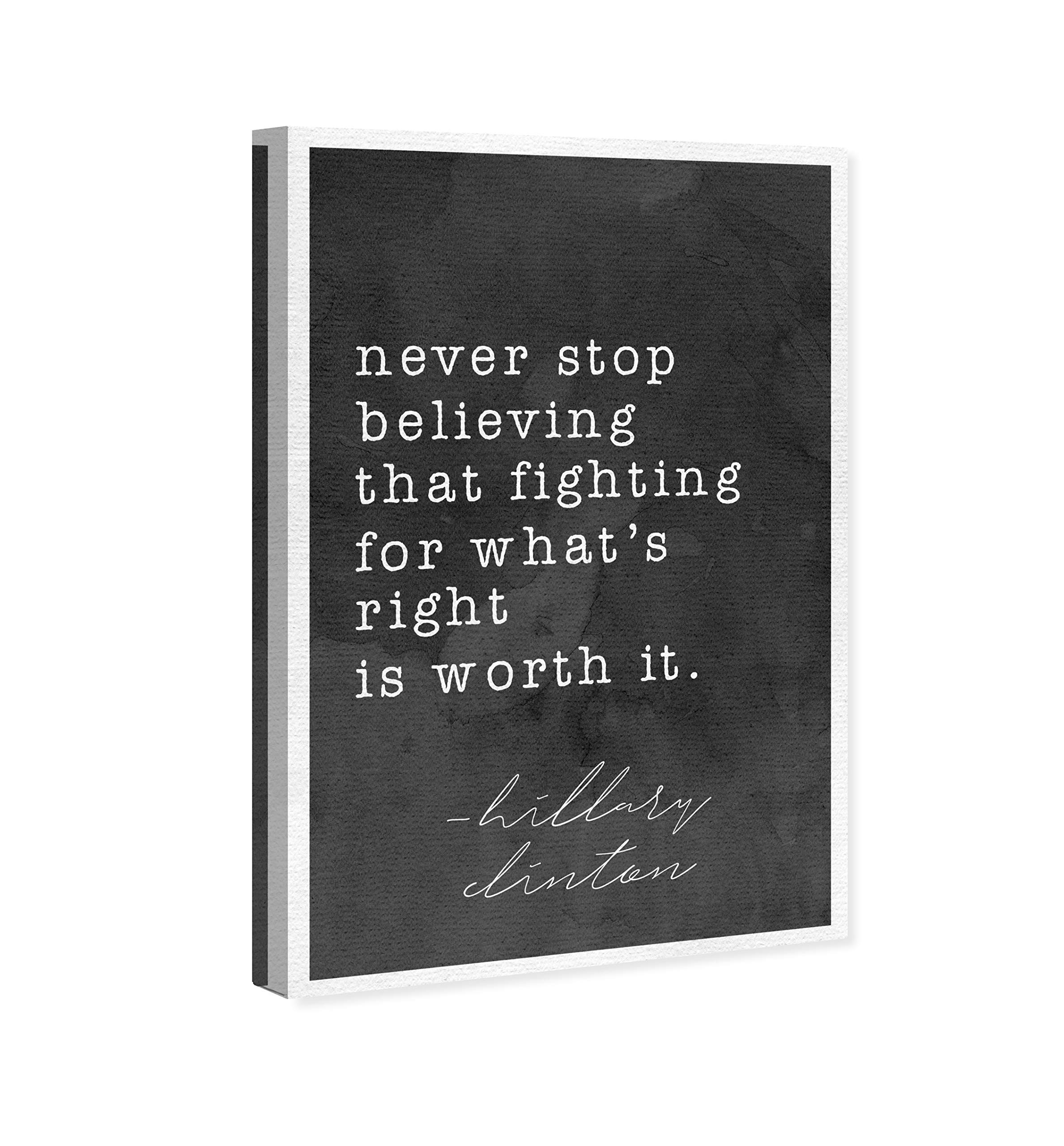 Oliver Gal Artist Co. 'Never Stop Believing' Inspirational Wall Art Canvas Print - 30x45 Inches Black & White Home Decor - Perfect for Living Room, Bedroom & Office Decorations