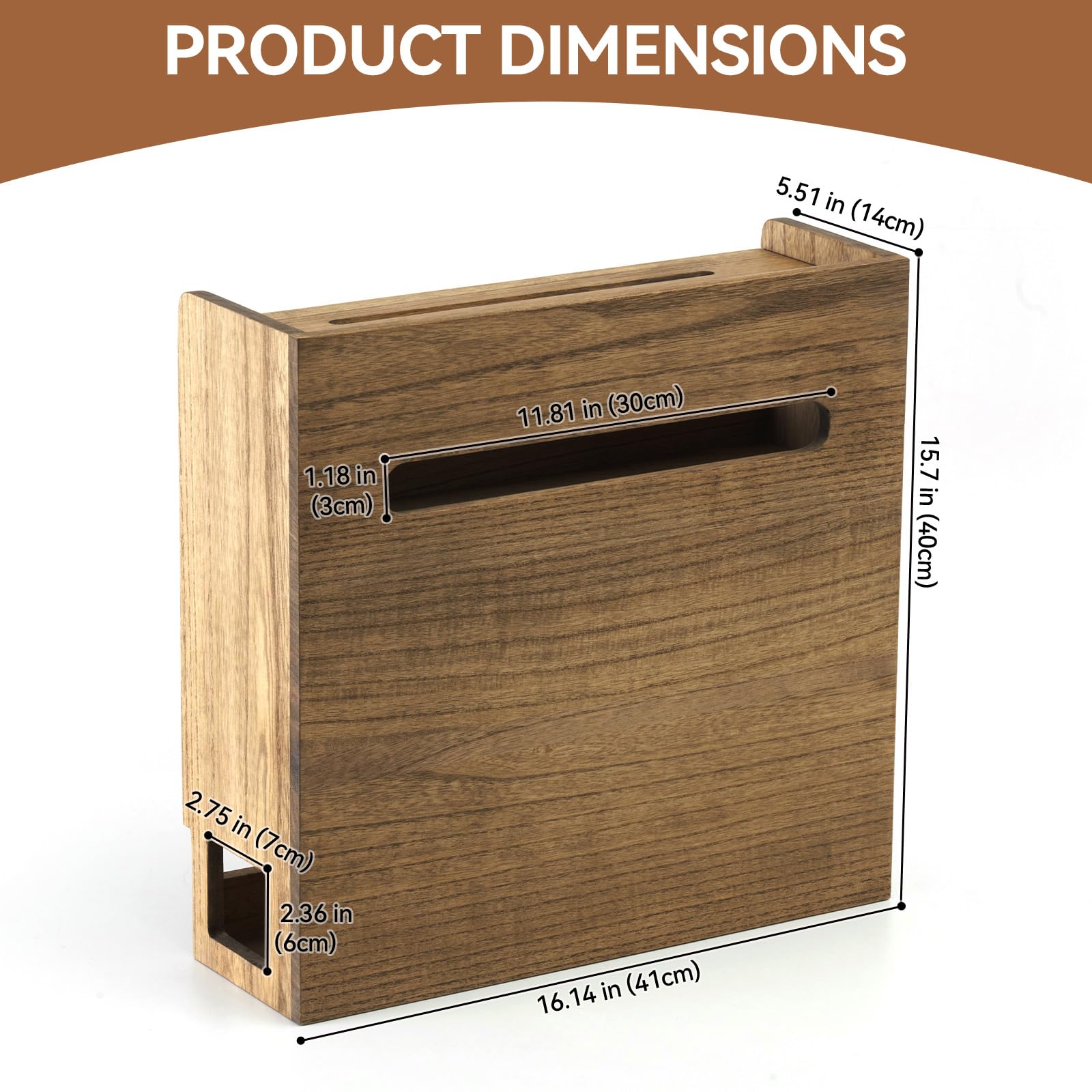 KIRIGEN Wooden WiFi Router Organizer with Cable Management - Wireless Router Storage Box & Power Cord Shelf for Home Office - Dark Brown LYQ-DBR - Perfect for Desk Organization and Neat Cable Setup