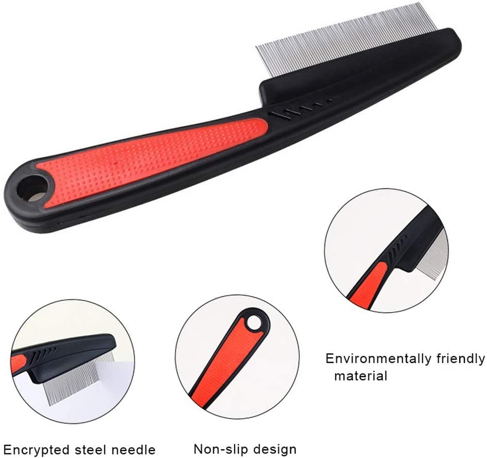 Pet Flea Comb for Dogs & Cats - Remove Fleas & Long Hair - Grooming at Home