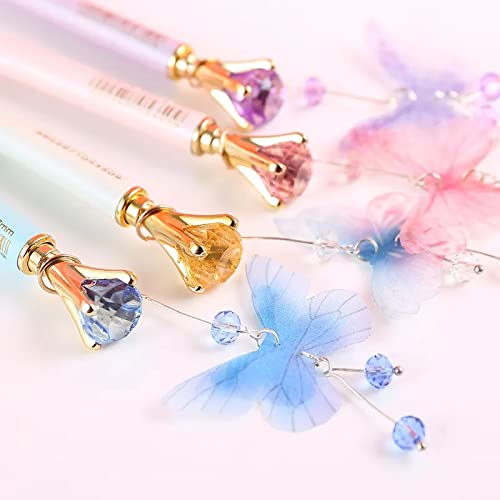 ZEHO 2-Pack 0.7mm Metal Mechanical Pencils with Crystal Diamond Top - Cute Automatic Pencils for Girls, Butterfly Design (Random Color) - Perfect for School, Office, Drawing & Gift Giving
