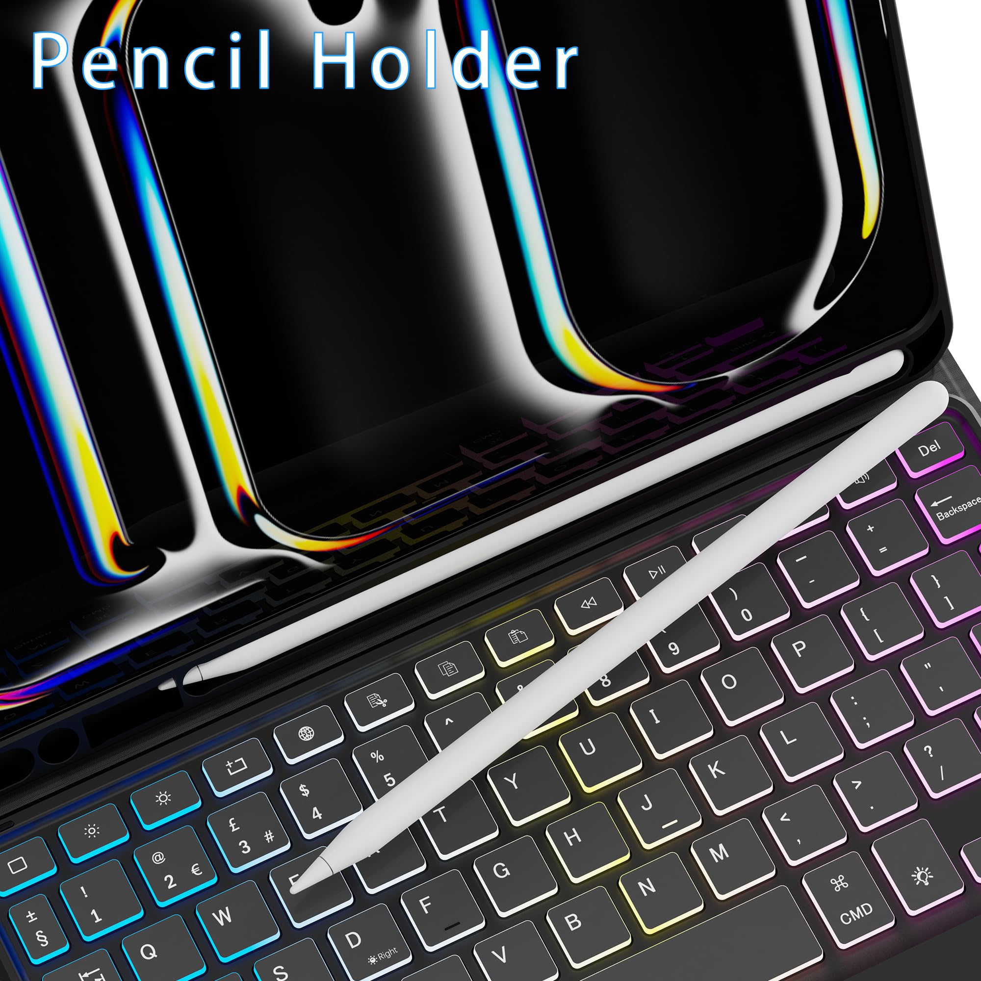 2024 iPad Pro 11-inch (M4) Keyboard Case with Detachable Backlit Keyboard - 7-Color DIY 3-Zone Lighting, Touchpad, Pen Holder & Adjustable Kickstand | Perfect for Work, Study & Travel