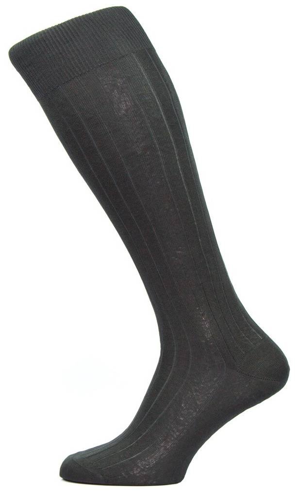 Premium Men's Asberley Rib Over-the-Calf Silk Dress Socks - Black | Luxury Formal & Business Attire Socks for Office, Weddings & Special Occasions
