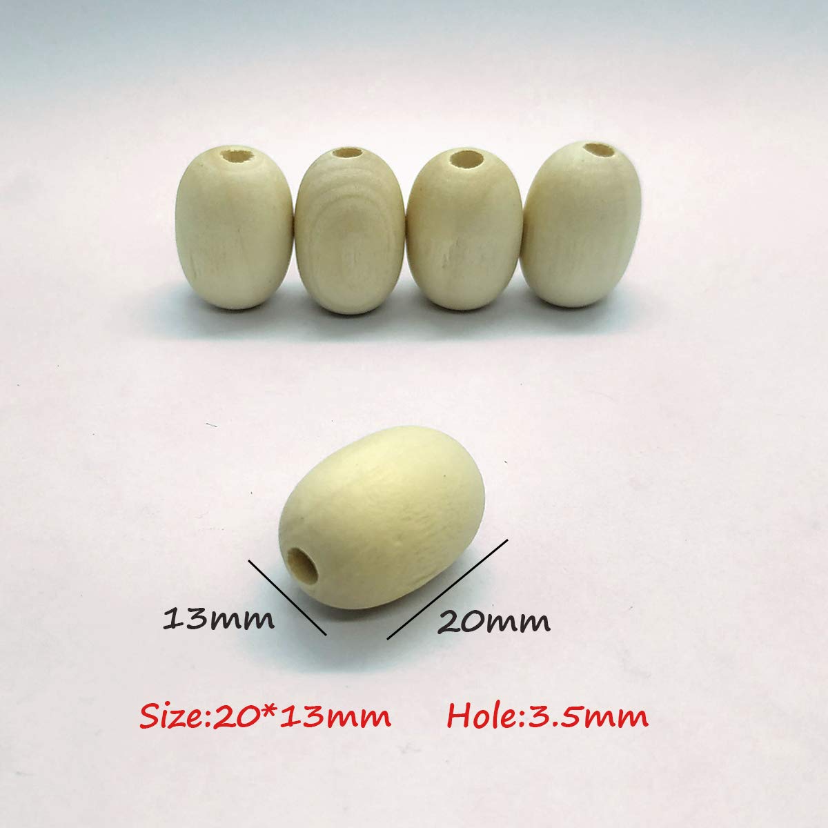 Natural Unfinished Wooden Beads - 20pcs Oval Egg Shaped Rugby Spacer Beads for DIY Jewelry Making, Crafts & Home Decor | Perfect for Necklaces, Bracelets, Scrapbooking & Gift Packaging