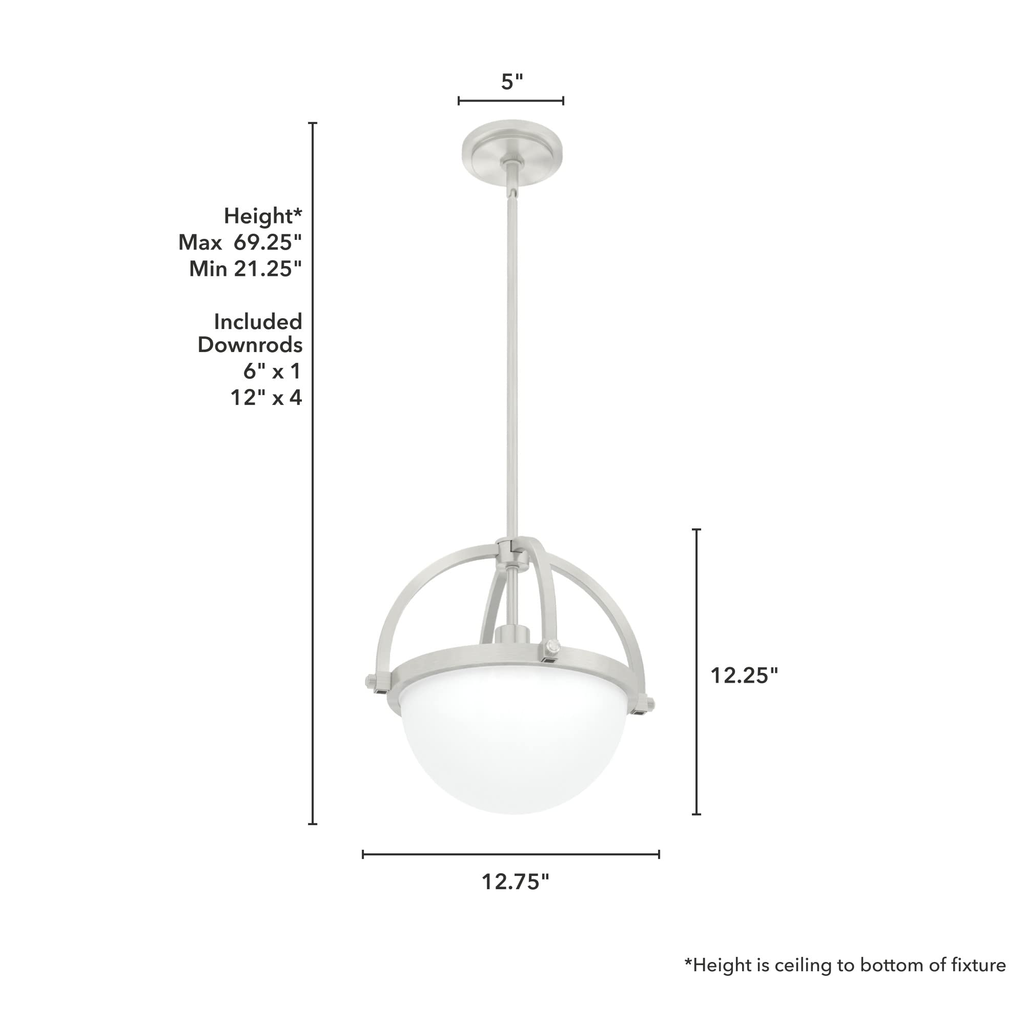Hunter Fan Company 19233 Wedgefield Brushed Nickel Pendant Light - Modern Ceiling Lighting Fixture for Kitchen, Dining Room, and Bedroom