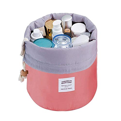 Barrel Shaped Makeup Bag - Travel Toiletry Pouch for Cosmetics & Essentials | Compact Organizer for Trips