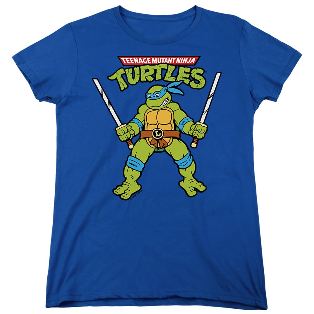 Popfunk Classic TMNT Teenage Mutant Ninja Turtles Retro Leonardo Women's Graphic T-Shirt - Casual Streetwear for Fans & 90s Nostalgia Lovers
