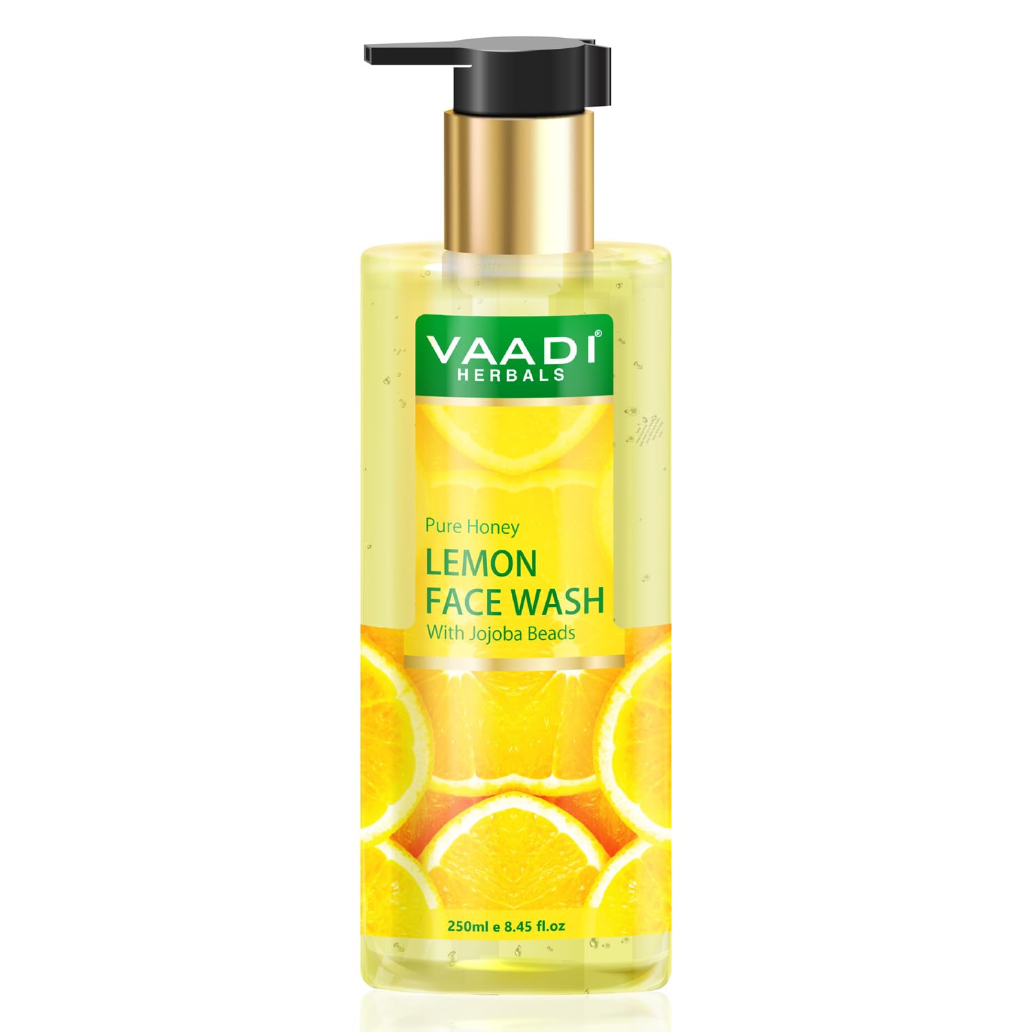 Vaadi Herbals Honey Lemon Face Wash with Jojoba Beads - 250ml | Gentle Exfoliating Cleanser for Glowing Skin | Perfect for Daily Skincare Routine & Acne-Prone Skin