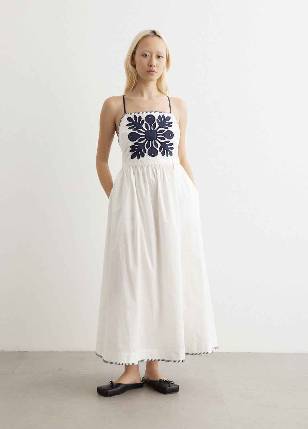 Anselma Floral Print Midi Dress - White | Elegant Casual & Party Wear for Women | Perfect for Weddings, Dates & Office Outfits