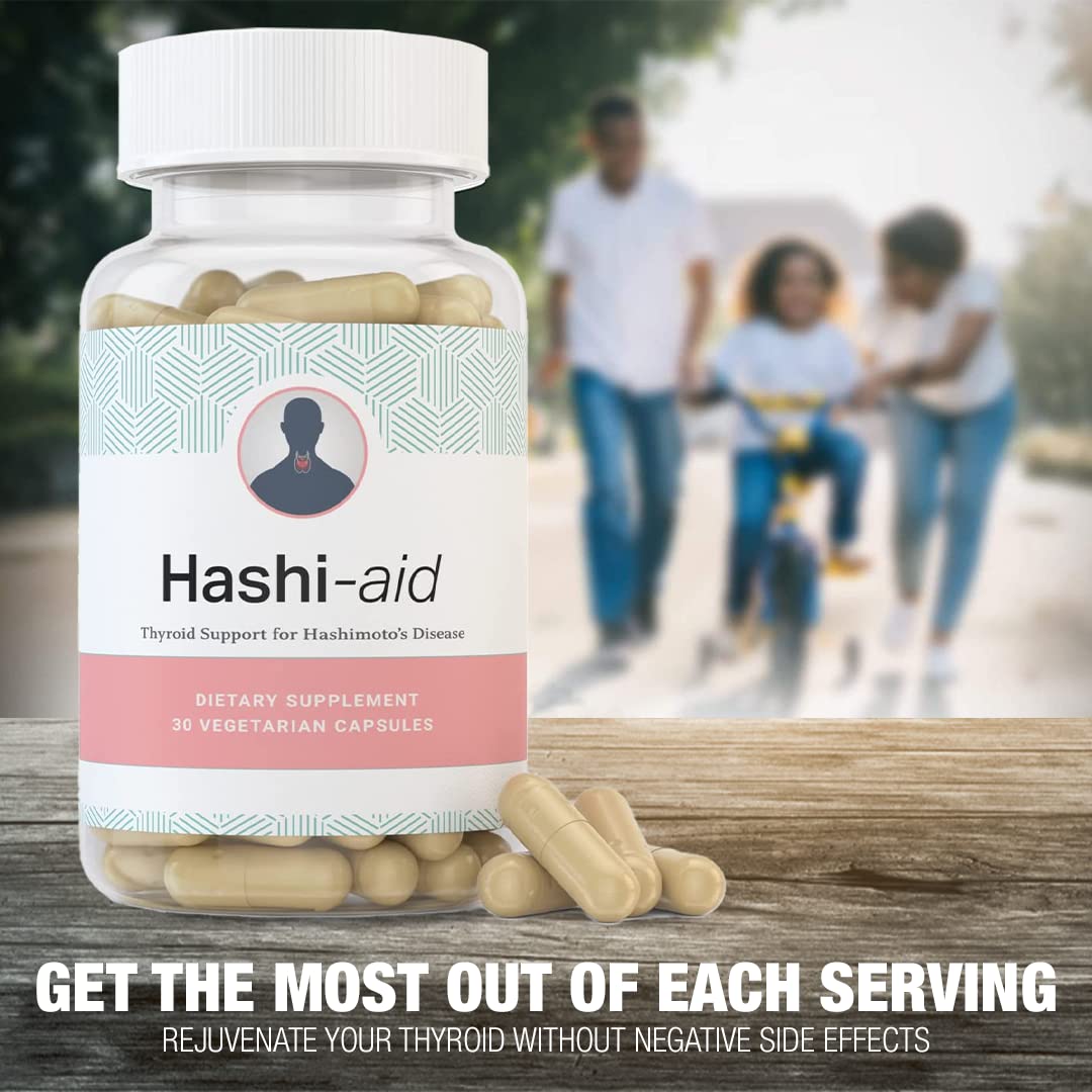 HashiAid - Thyroid Support Supplement for Hypothyroidism & Hashimoto's Disease - Boost Energy, Balance Hormones & Reduce Fatigue with Turmeric, Iodine, Zinc & Selenium - Natural Wellness for Women & Men - Ideal for Daily Thyroid Health & Immune Support