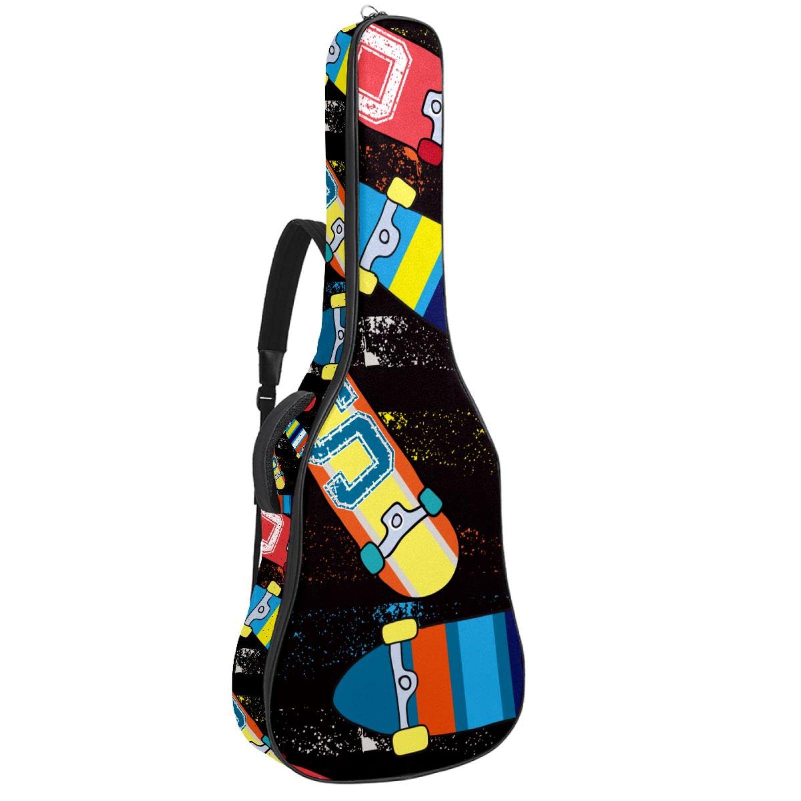 **Premium Acoustic Guitar Gig Bag - 0.4 Inch Padded, Waterproof Guitar Case Backpack with Back Hanger Loop & Skateboard Strap - Ideal for Travel, Practice & Outdoor Performances (Black)**