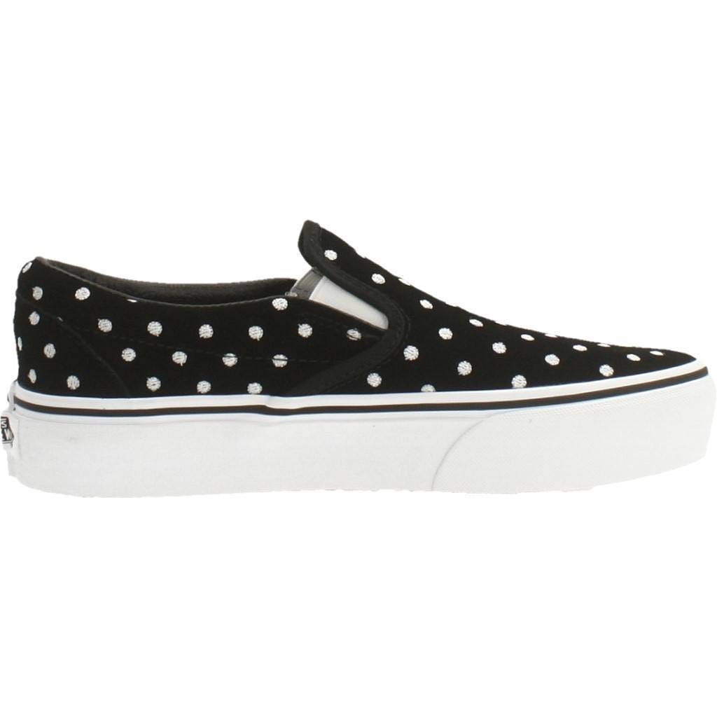 Vans Classic Slip-On Platform Sneakers - Black/True White Suede Polka Dot Women's Shoes | Comfortable Slip-On Skate Shoes for Casual Wear & Street Style