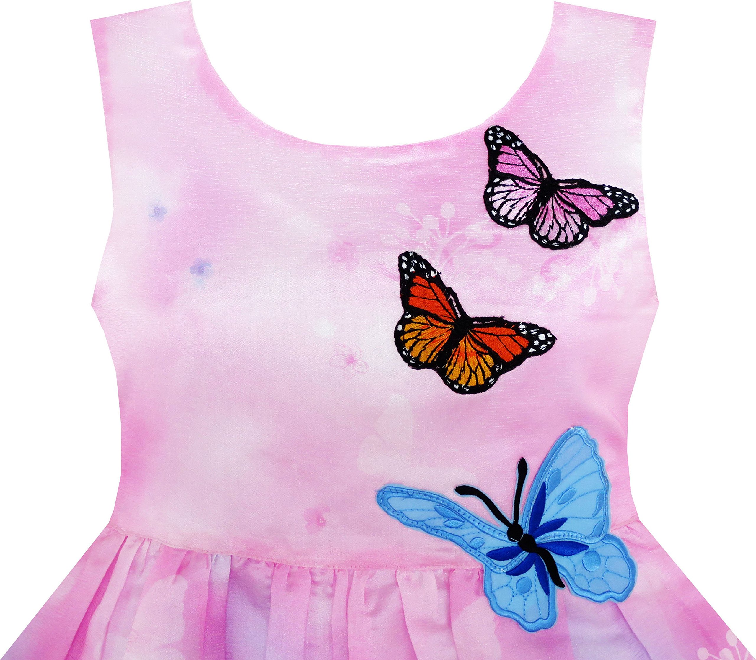 Sunny Fashion Girls Summer Dress with Rose Flower Print & Embroidery - Purple Floral Dress for Kids, Birthday Party, Photo Shoot & Special Occasions