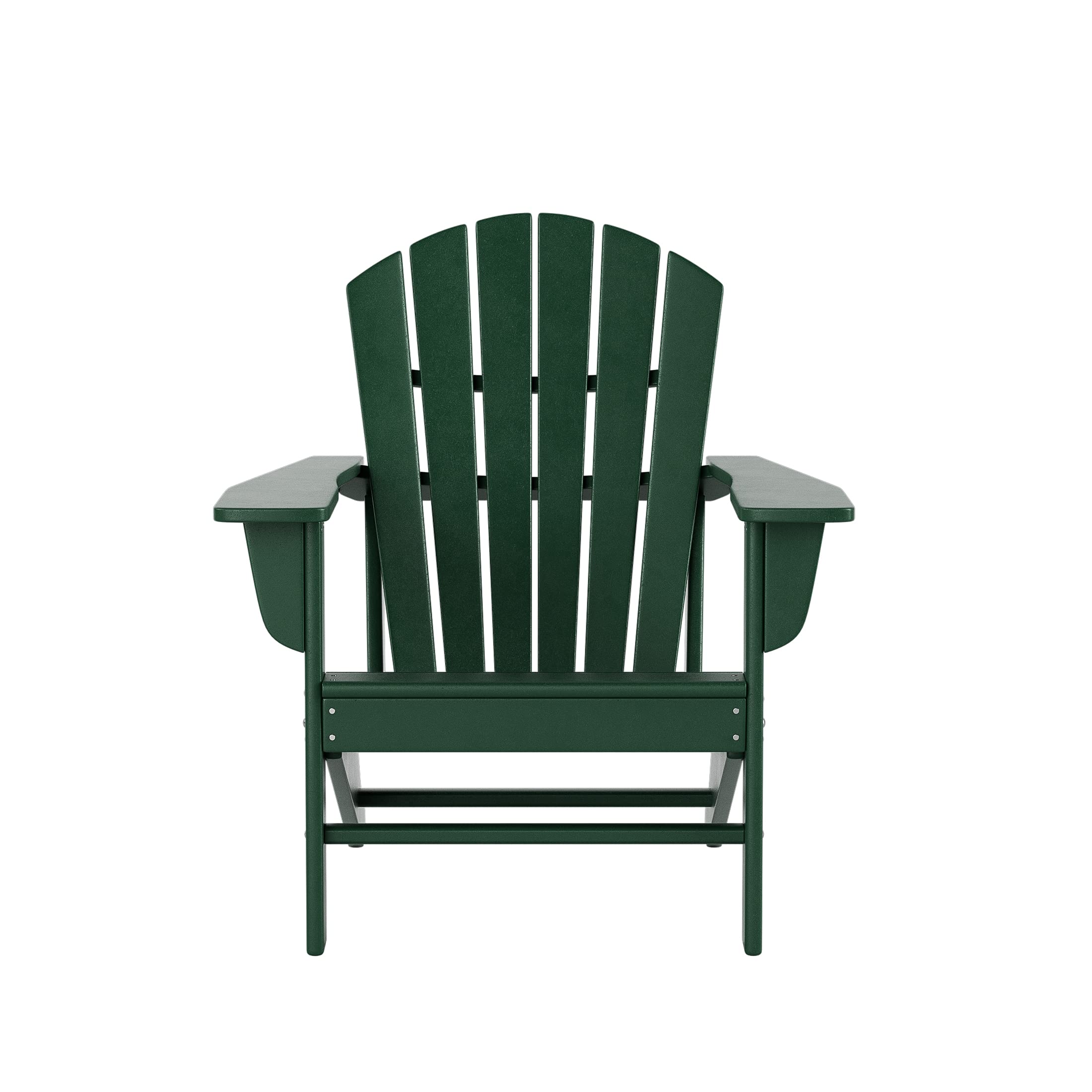 2-Piece WO Home Outdoor Adirondack Chair Set with Side Table - Durable Poly Lumber Retro Patio Furniture for Beach, Garden, Backyard & Balcony - Dark Green | Perfect for Relaxing, Sunbathing & Outdoor Entertaining