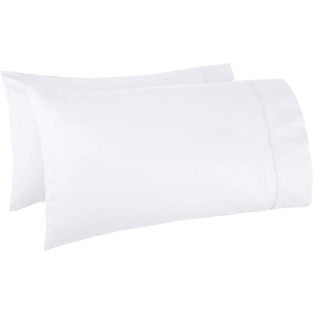 2-Pack Premium Giza Cotton Queen Size Pillowcases (20x30 Inches) - Soft & Breathable White Solid Pillow Covers for Luxury Bedding & Hotel Style Comfort