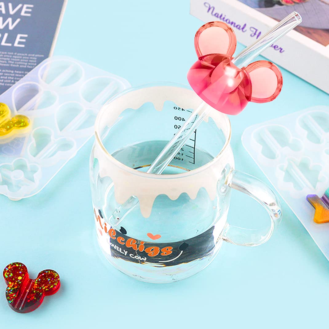 2Pcs Straw Topper Resin Molds - Unicorn & Mouse Head Silicone Molds for DIY Epoxy Resin Casting, Cute Straw Decorations for Drinks - Perfect for Birthday Parties, Baby Showers & Craft Projects