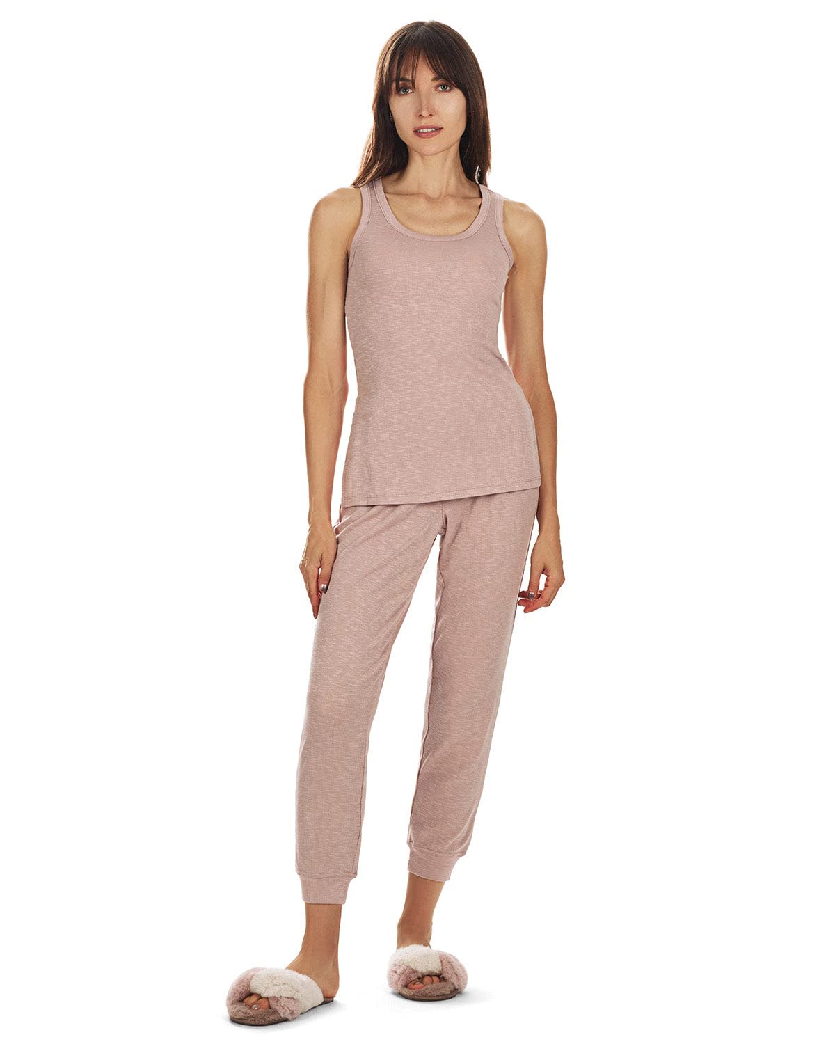 MeMoi Women's Soft Rib Slub Knit Comfort Slouch Leggings - Stretchy High Waist Yoga Pants for Lounge, Workout & Everyday Wear