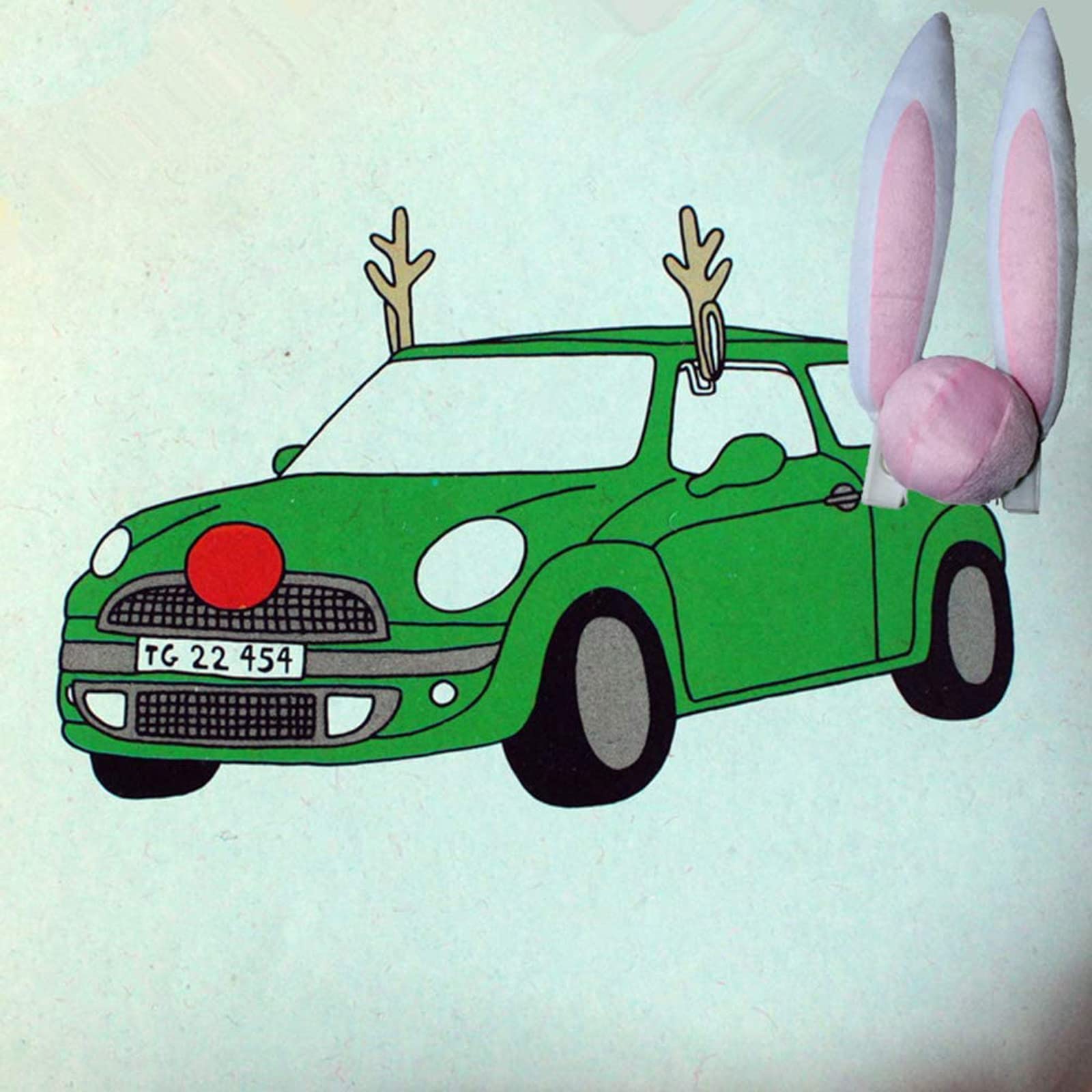 BinaryABC Car Rabbit Bunny Ears with Nose - Easter Bunny Car Decor Kit for Vehicles - Fun Easter Car Accessories for Holiday Decorations & Spring Celebrations