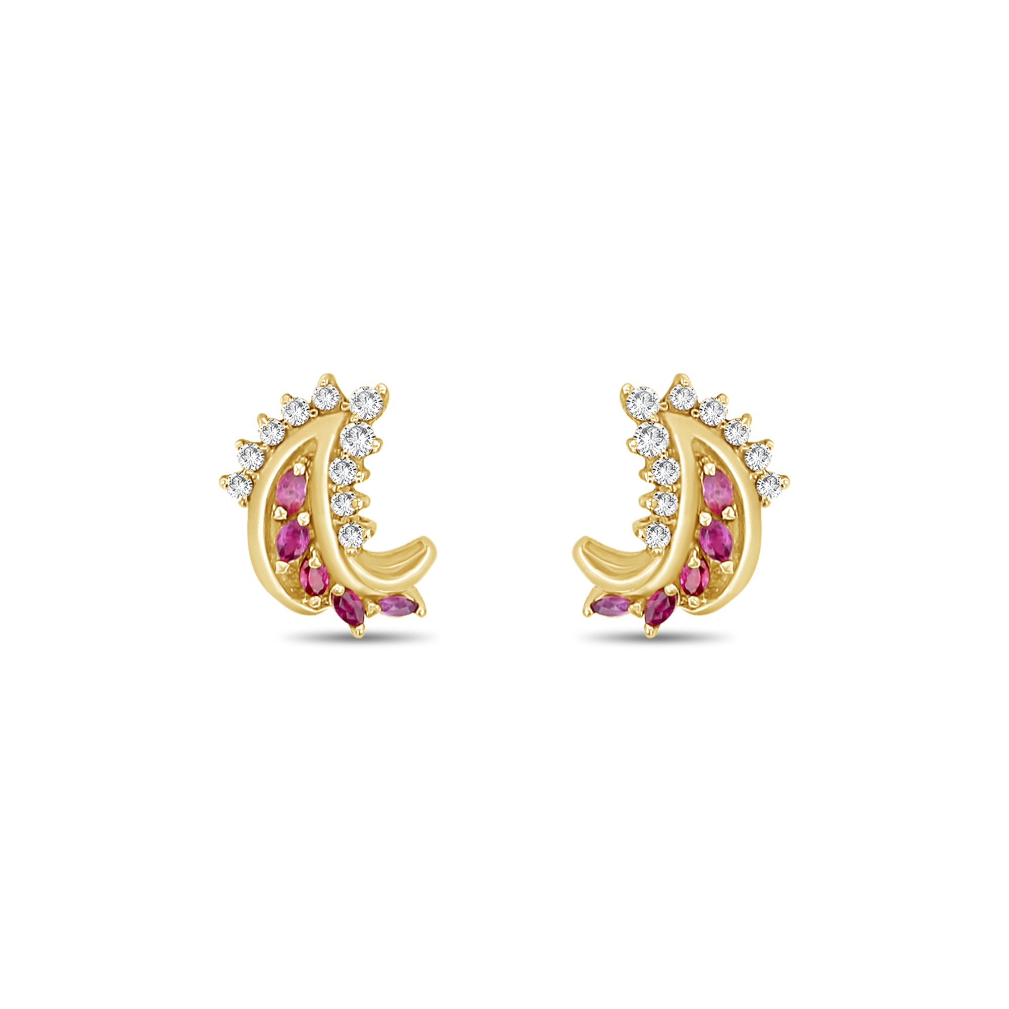 Vintage Style Ruby Diamond Earrings for Women - 14K Gold Plated Elegant Dangle Earrings - Perfect for Weddings, Parties & Special Occasions