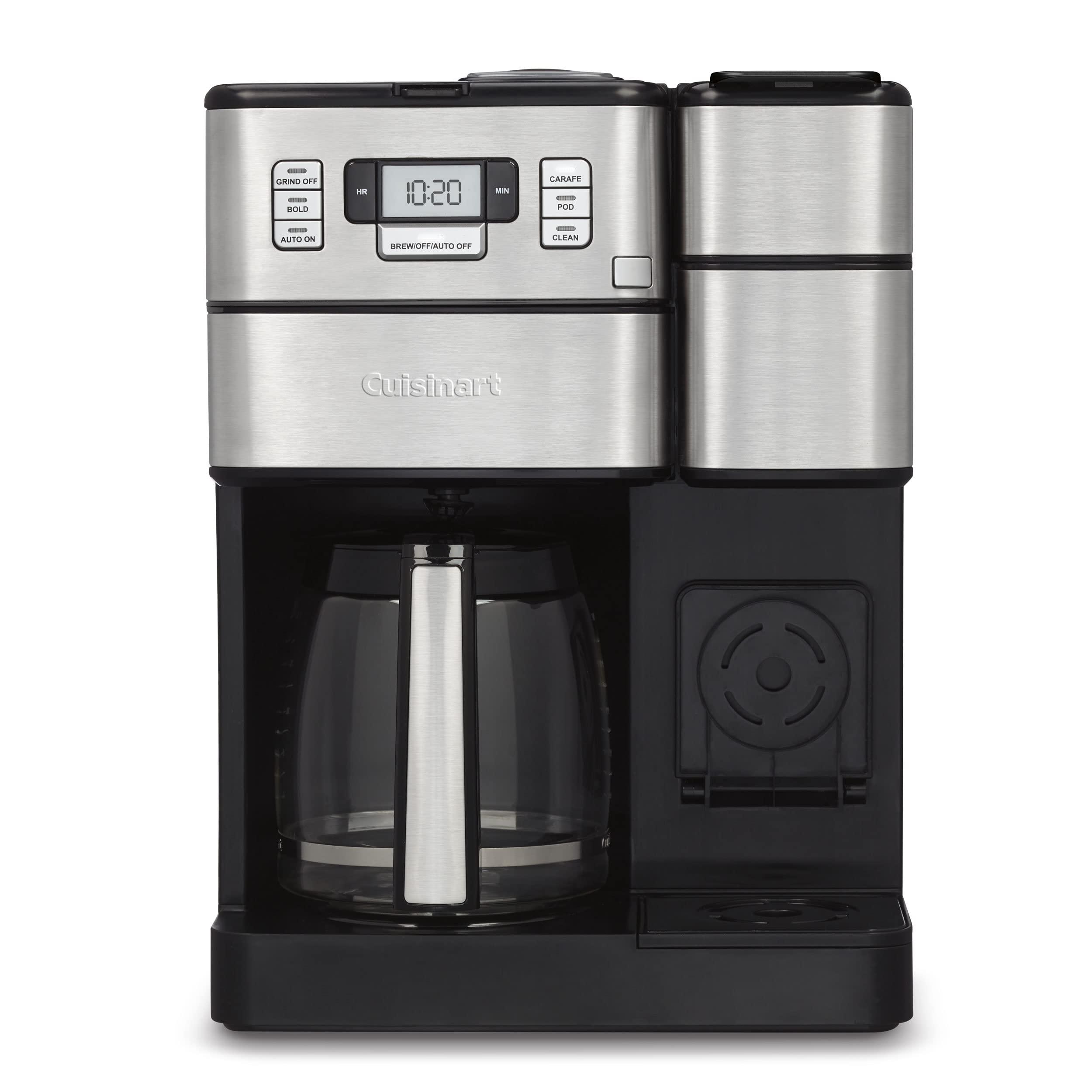Cuisinart SS-GB1 12-Cup Grind & Brew Coffee Maker with Built-in Grinder - Single-Serve Brewer for 6oz/8oz/10oz Cups - Black/Silver Glass Carafe - Perfect for Home, Office & Entertaining