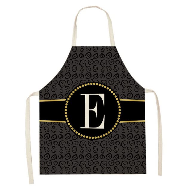 3D Printing Funny Alphabet Pattern Kitchen Apron for Women - Fresh Cotton Linen Bib Pinafore for Cooking, Baking & House Cleaning