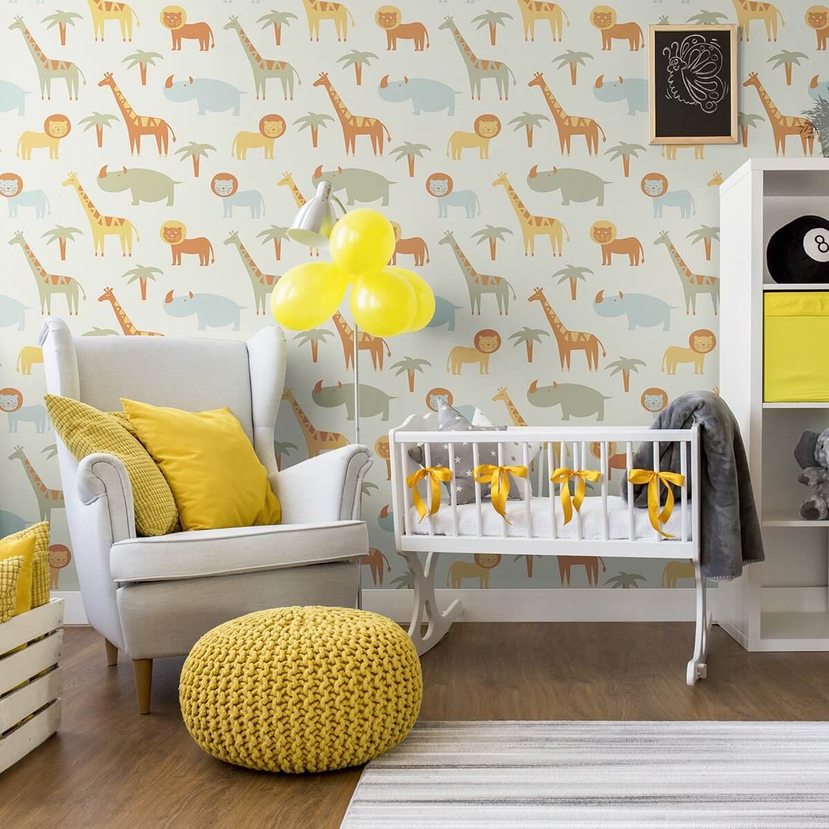 Beige and Brown Animal-Themed Peel and Stick Removable Wallpaper - Self-Adhesive Nursery Decor for Kids' Rooms, Bedrooms & Playrooms