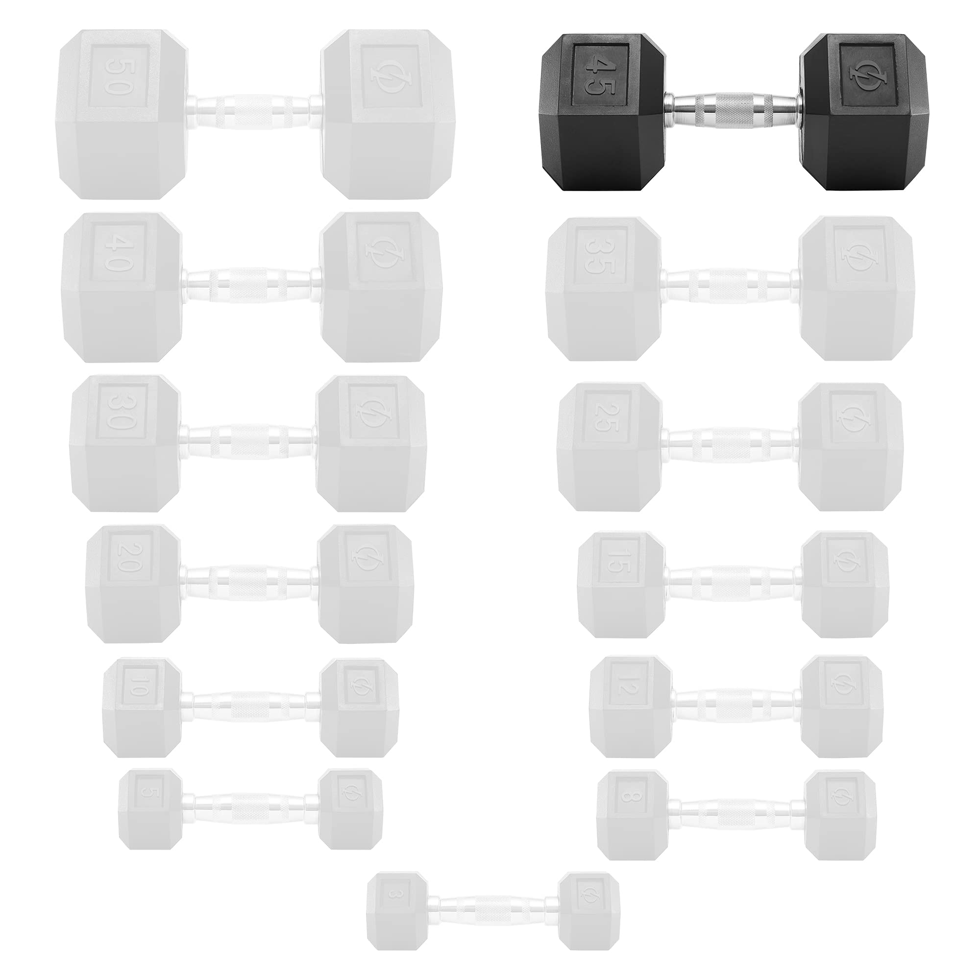 Philosophy Gym Rubber Coated Hex Dumbbell Hand Weights Set (Pair) - Perfect for Home Workouts, Strength Training & Fitness Routines