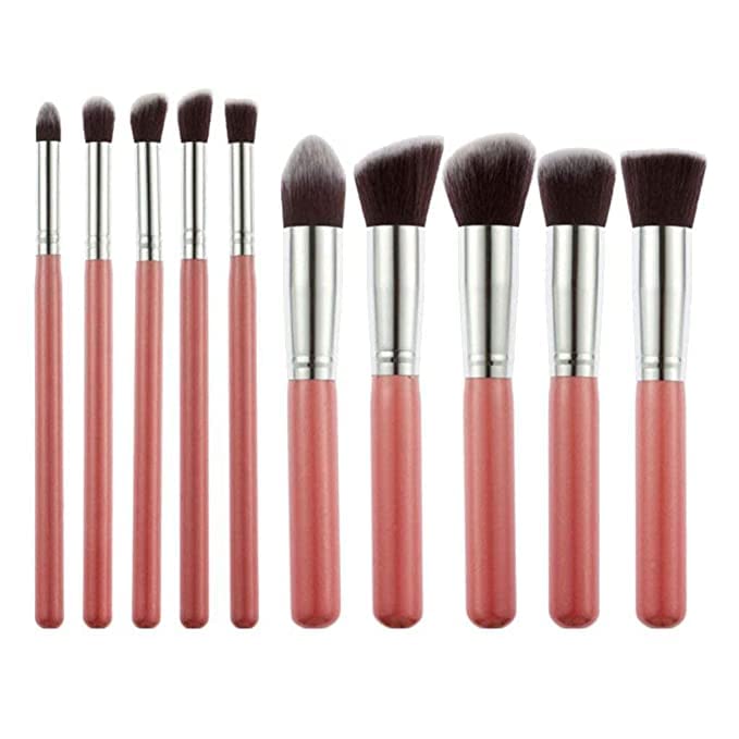 MAHEK ACCESSORIES THE PANK 10-Piece Professional Makeup Brush Set for Face - Soft Bristle Foundation, Blending, Contouring & Eyeshadow Brushes - Perfect for Everyday Makeup, Travel & Professional Use