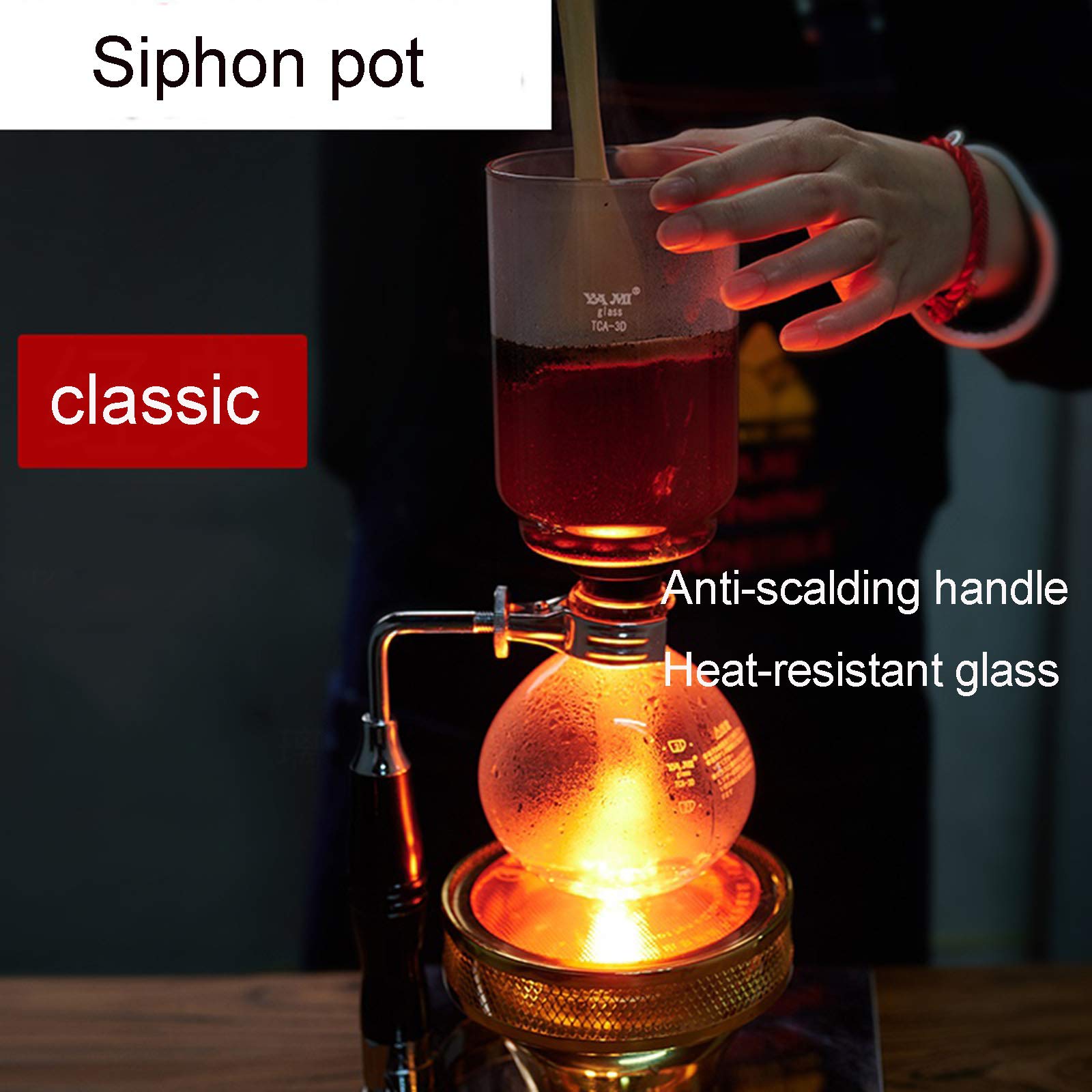 Premium Siphon Coffee Maker & Tea Brewer - 3 Cup Glass Vacuum Coffee Machine with Heat-Resistant Borosilicate Glass, Ideal for Home Baristas & Coffee Enthusiasts - Perfect for Pour-Over Coffee, Tea Brewing & Specialty Coffee Preparation