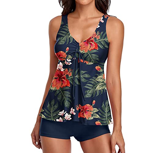 Women's Sexy Tummy Control Swimsuit with Shorts - Halter Sleeveless Bathing Suit for Beach Vacation & Pool Party | High Waist Swimwear for Women, Plus Size Swimsuits for Summer