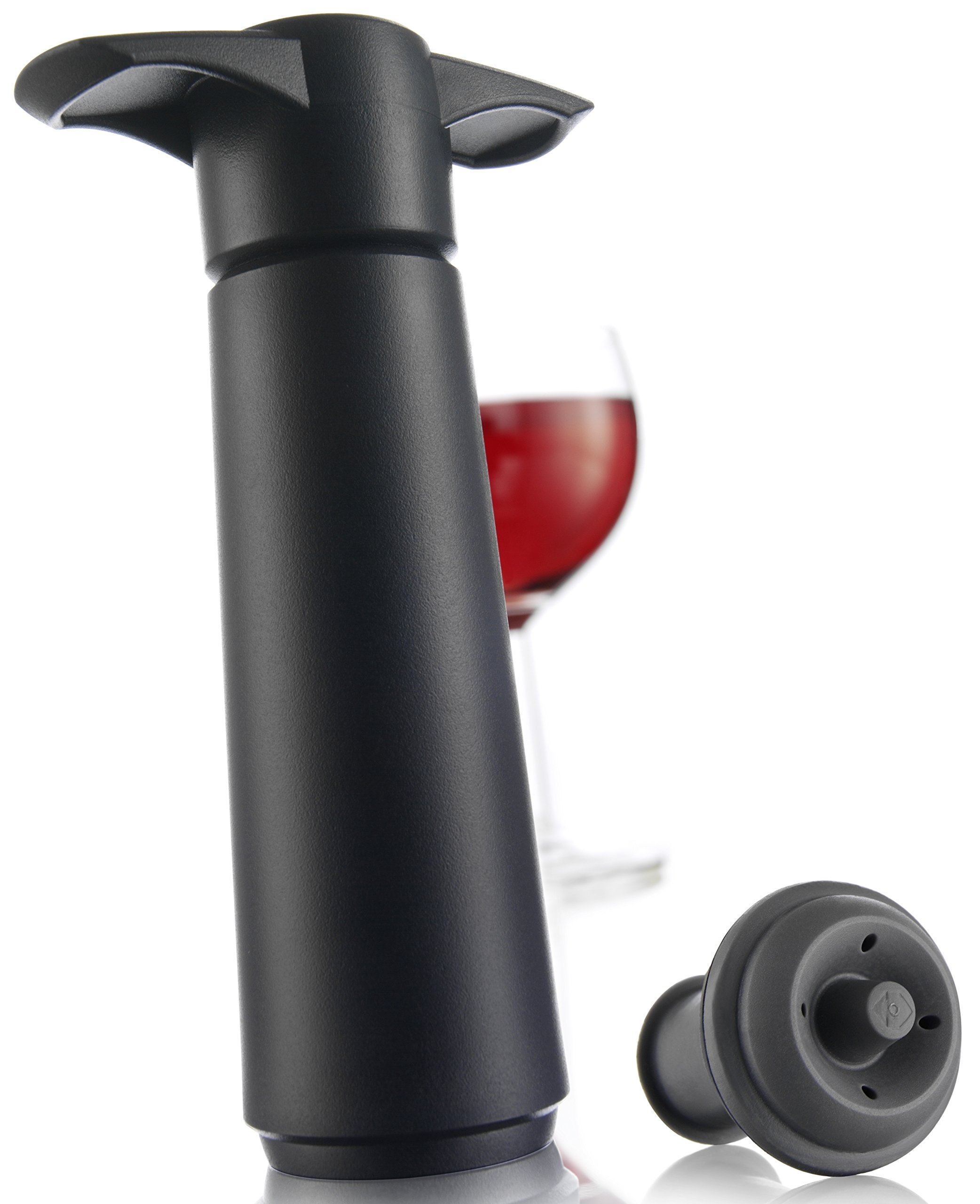Vacu Vin Wine Saver Pump & Preserver Set with 2 Black Stoppers - Vacuum Sealer for Wine Bottles to Keep Wine Fresh Longer | Perfect for Home Bars, Restaurants & Wine Enthusiasts